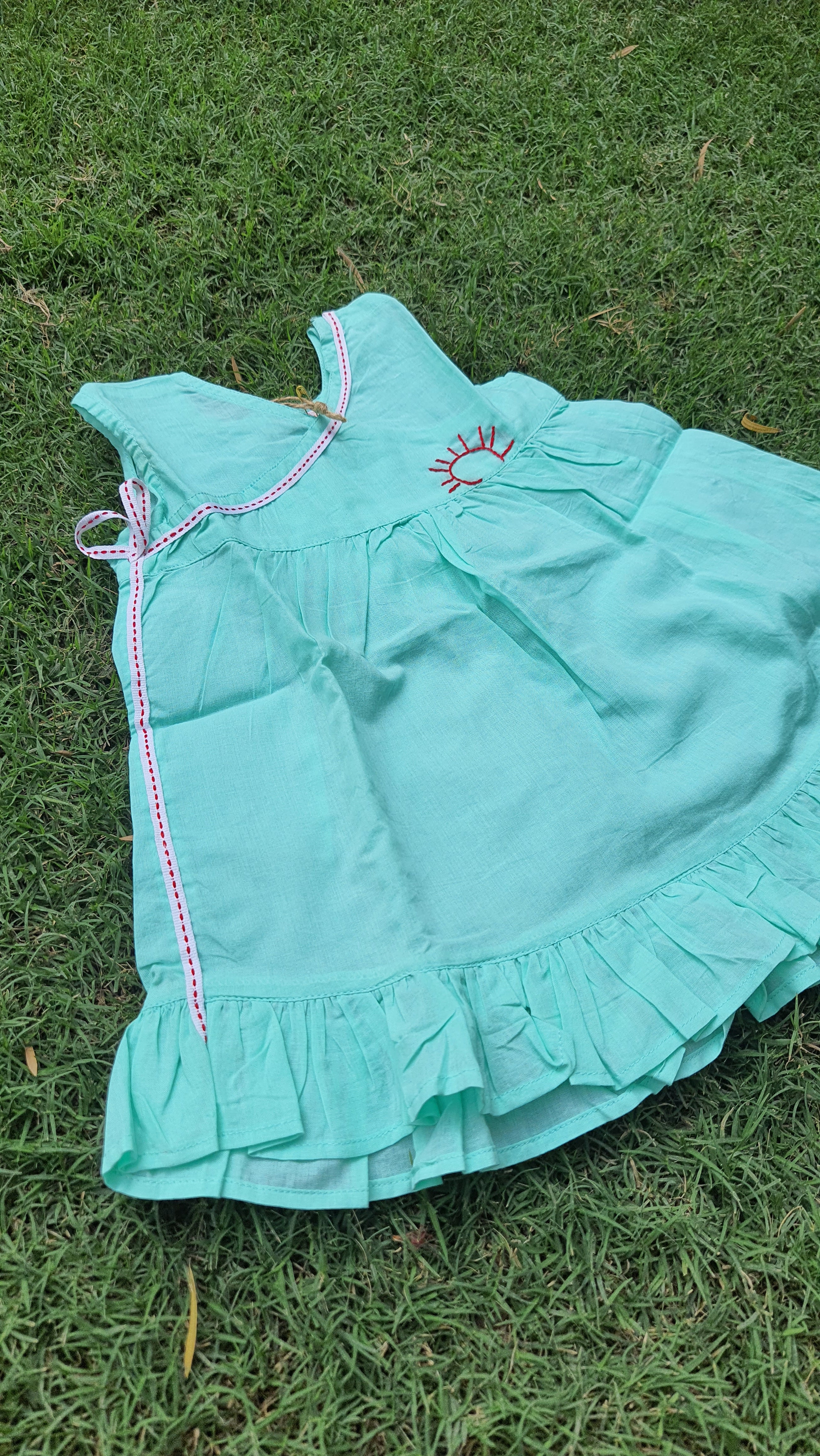 Infant Girl Frock Embroidered Aqua