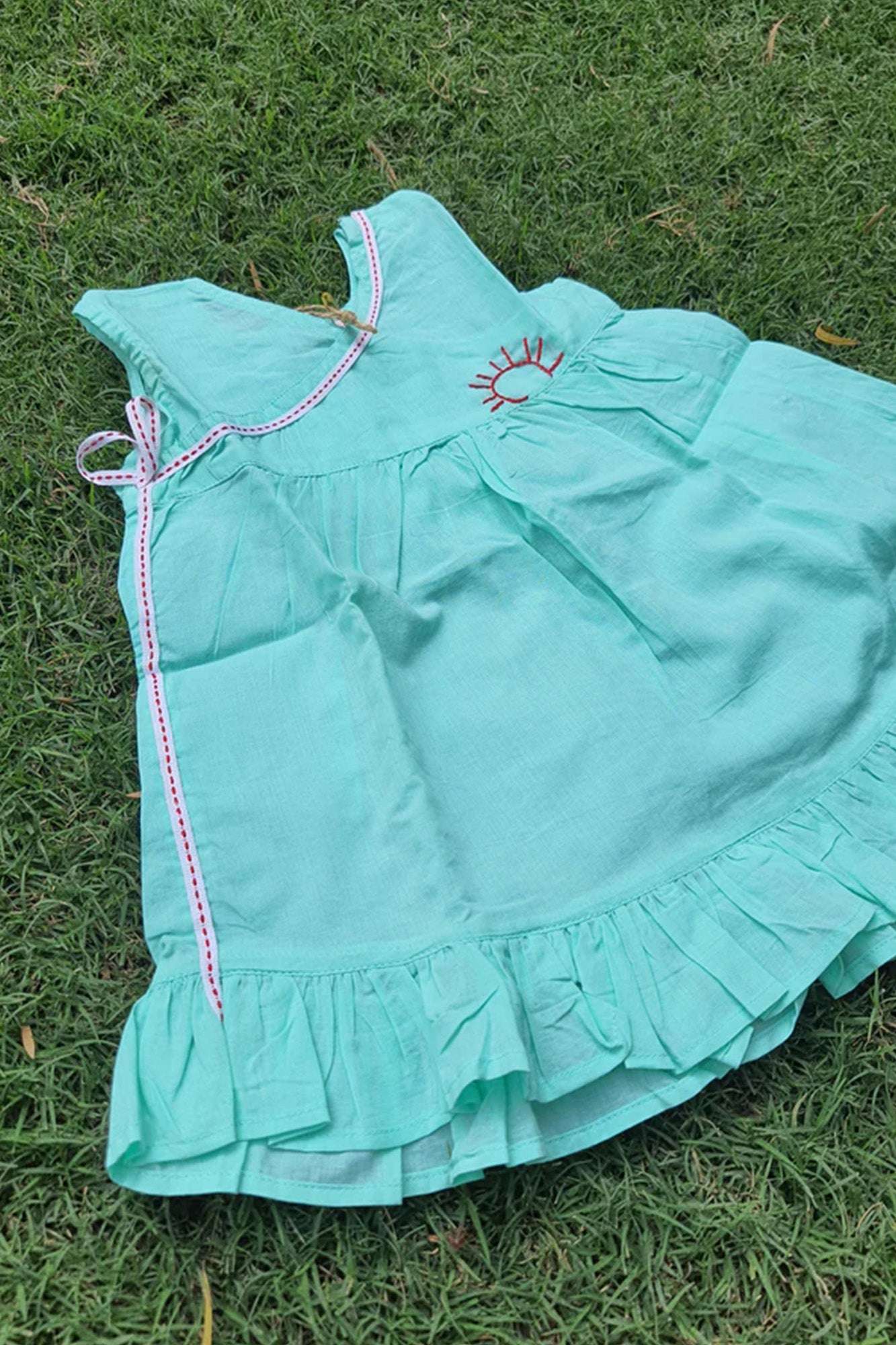 Infant Girl Frock Embroidered Aqua