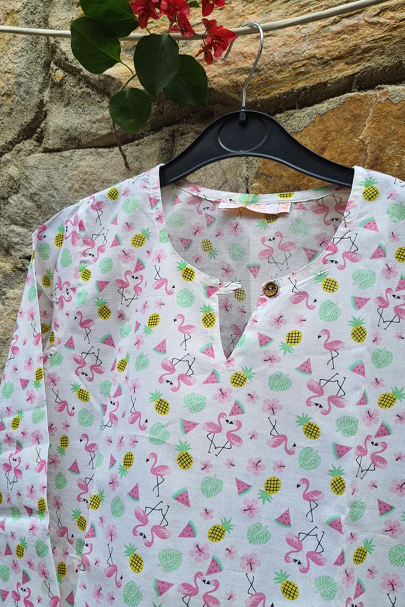 Kurta Girl Flamingo White