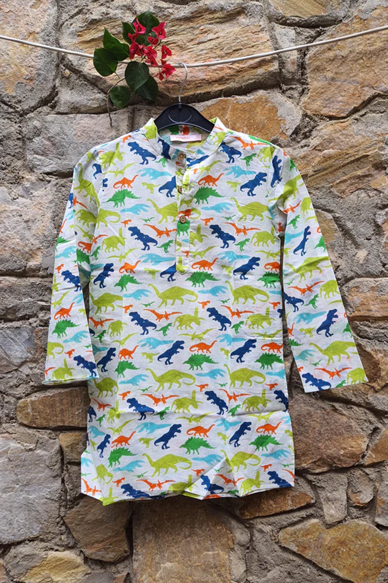 Green Blue Dinosaur Boy Kurta