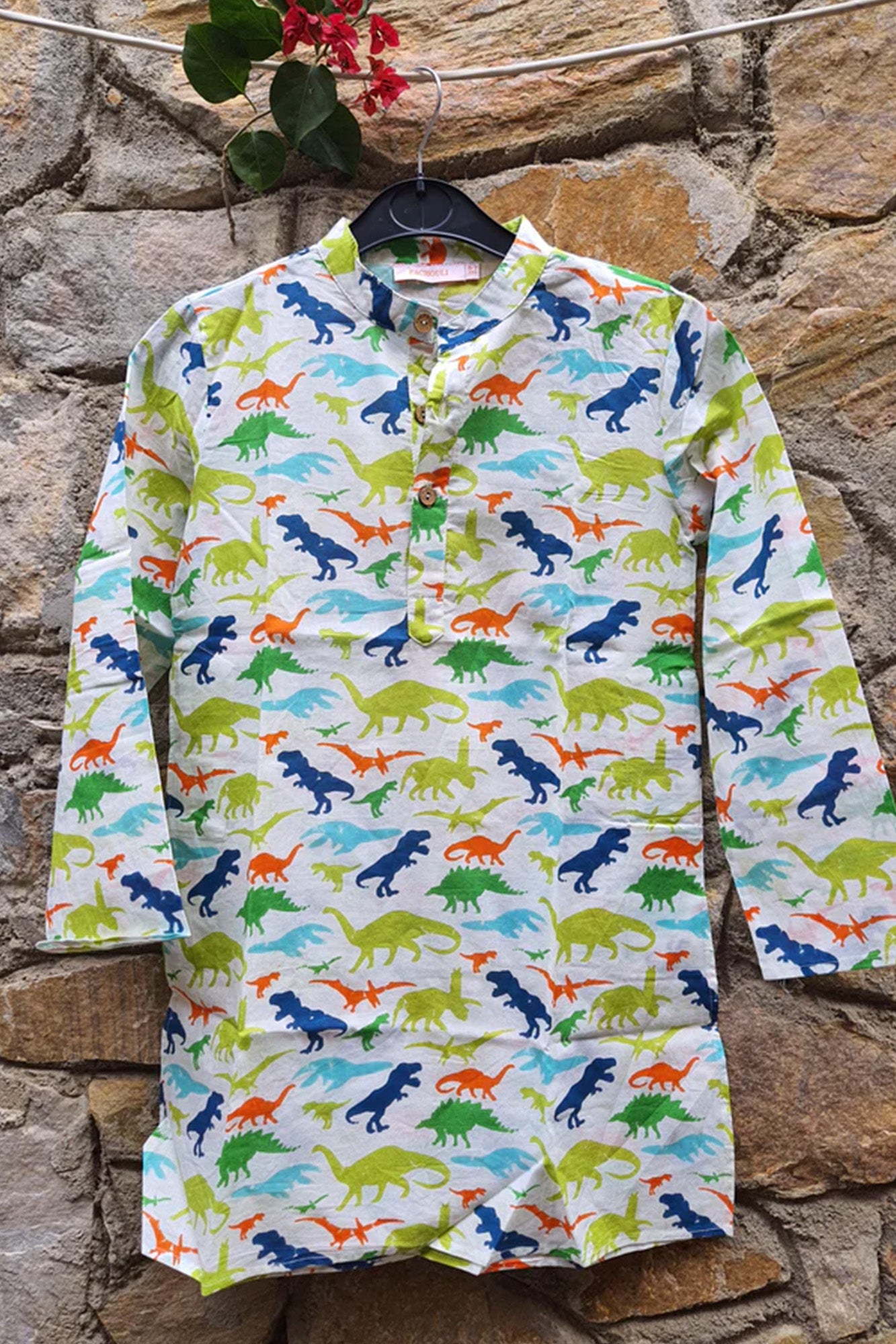 Green Blue Dinosaur Boy Kurta