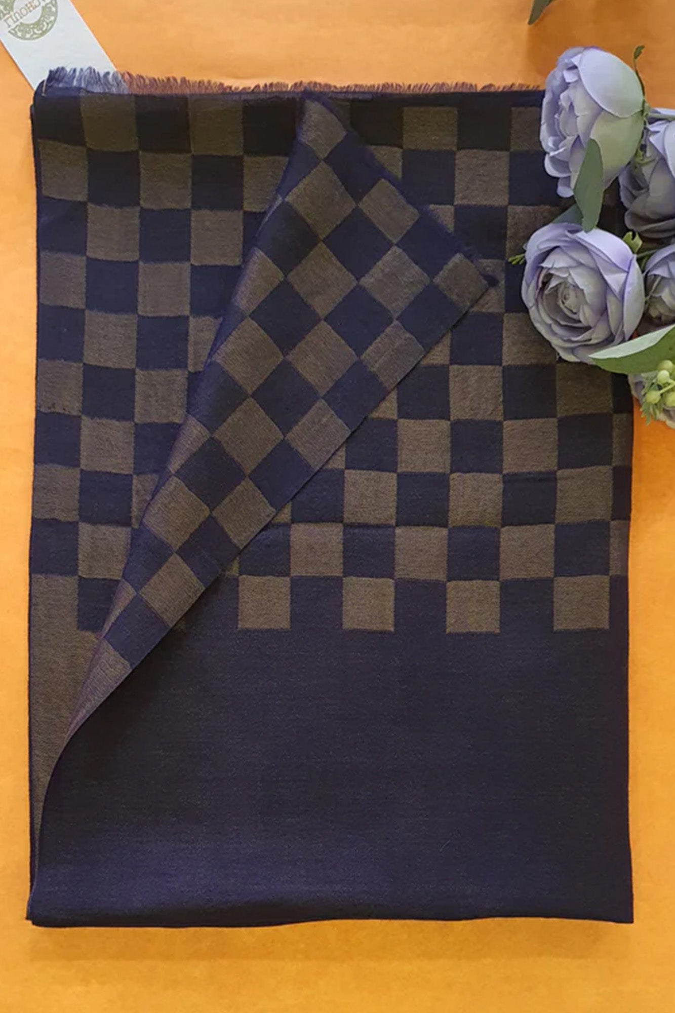 Women Pashmina Stole Checkered Blue