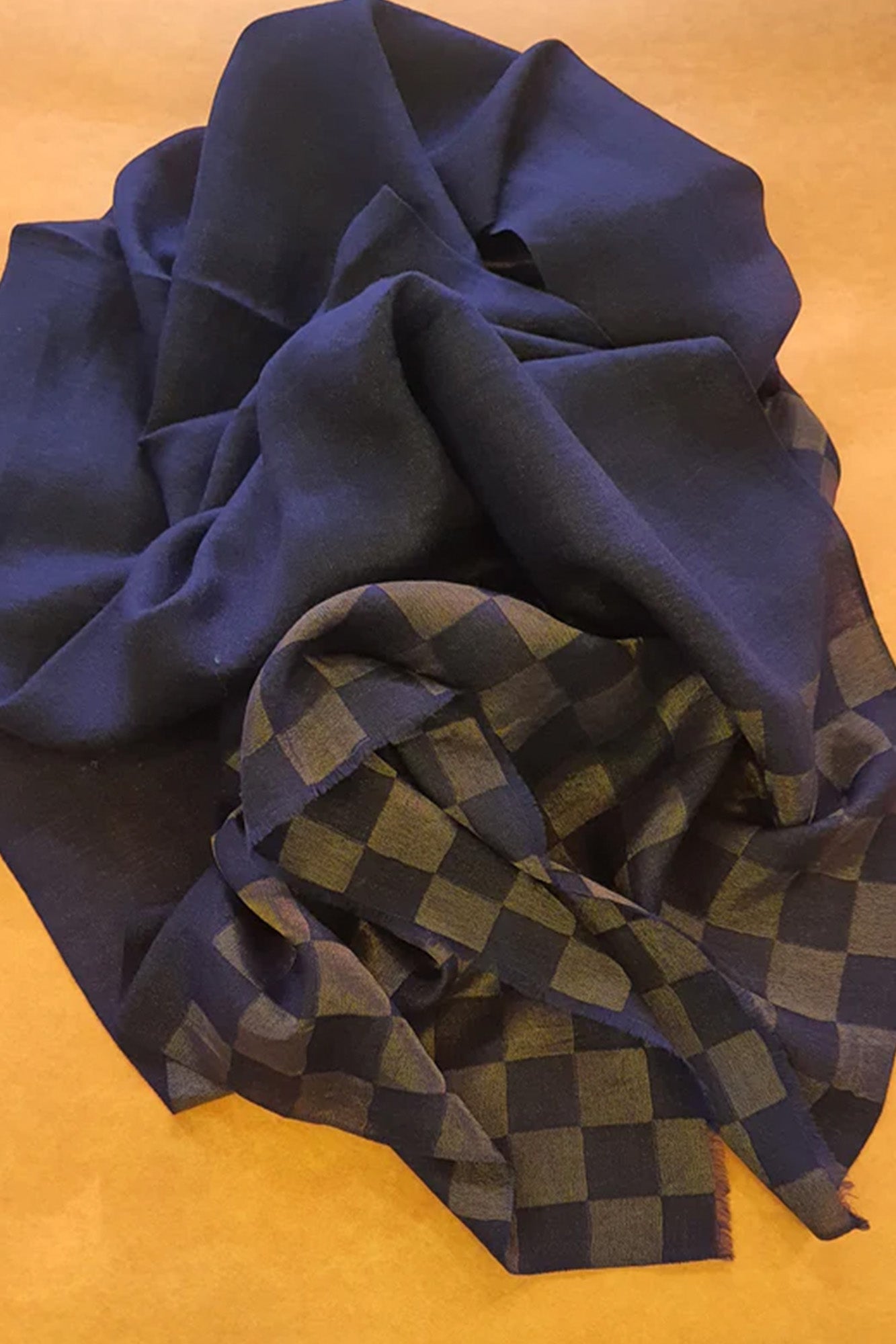 Women Pashmina Stole Checkered Blue