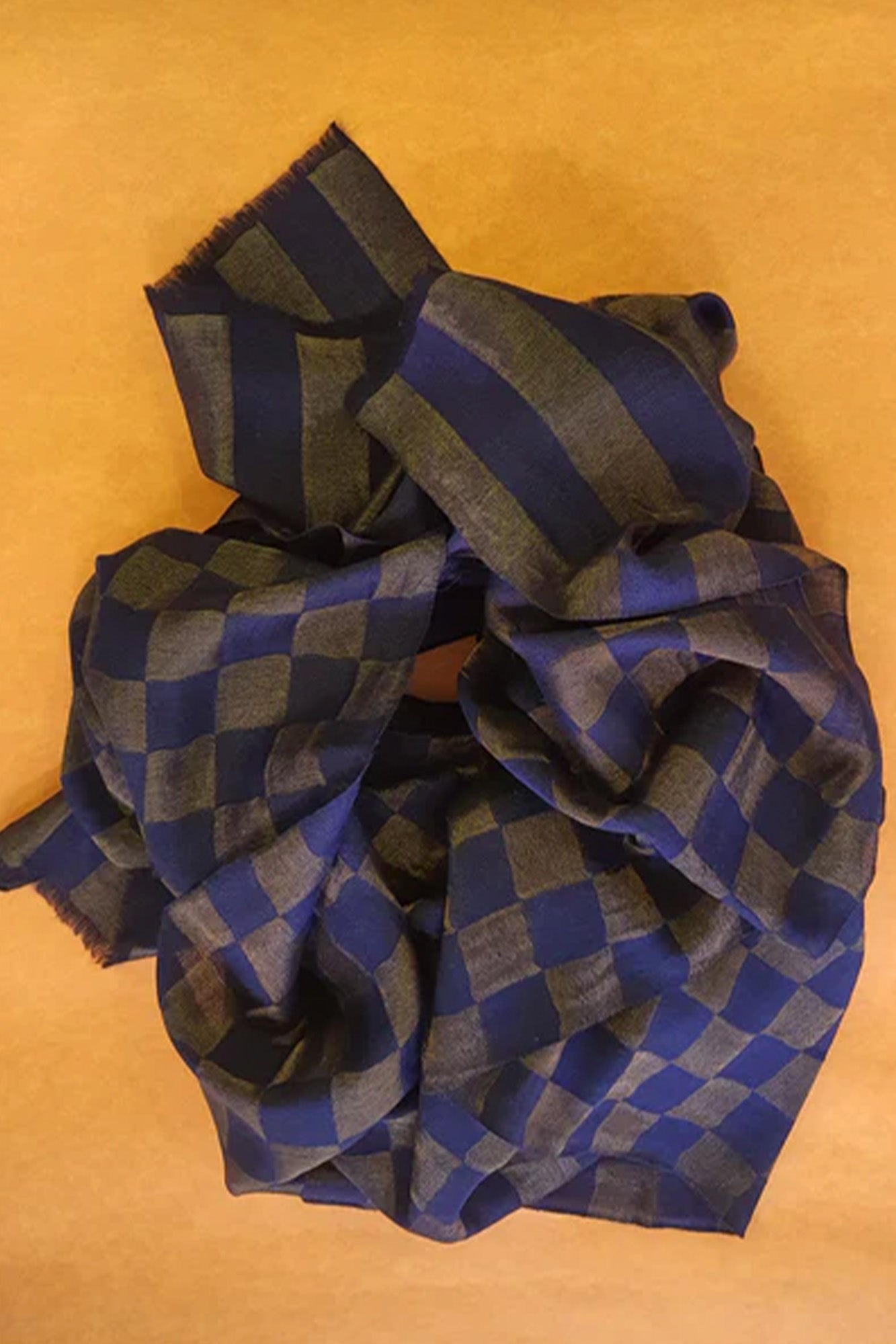 Women Pashmina Stole Checkered Blue