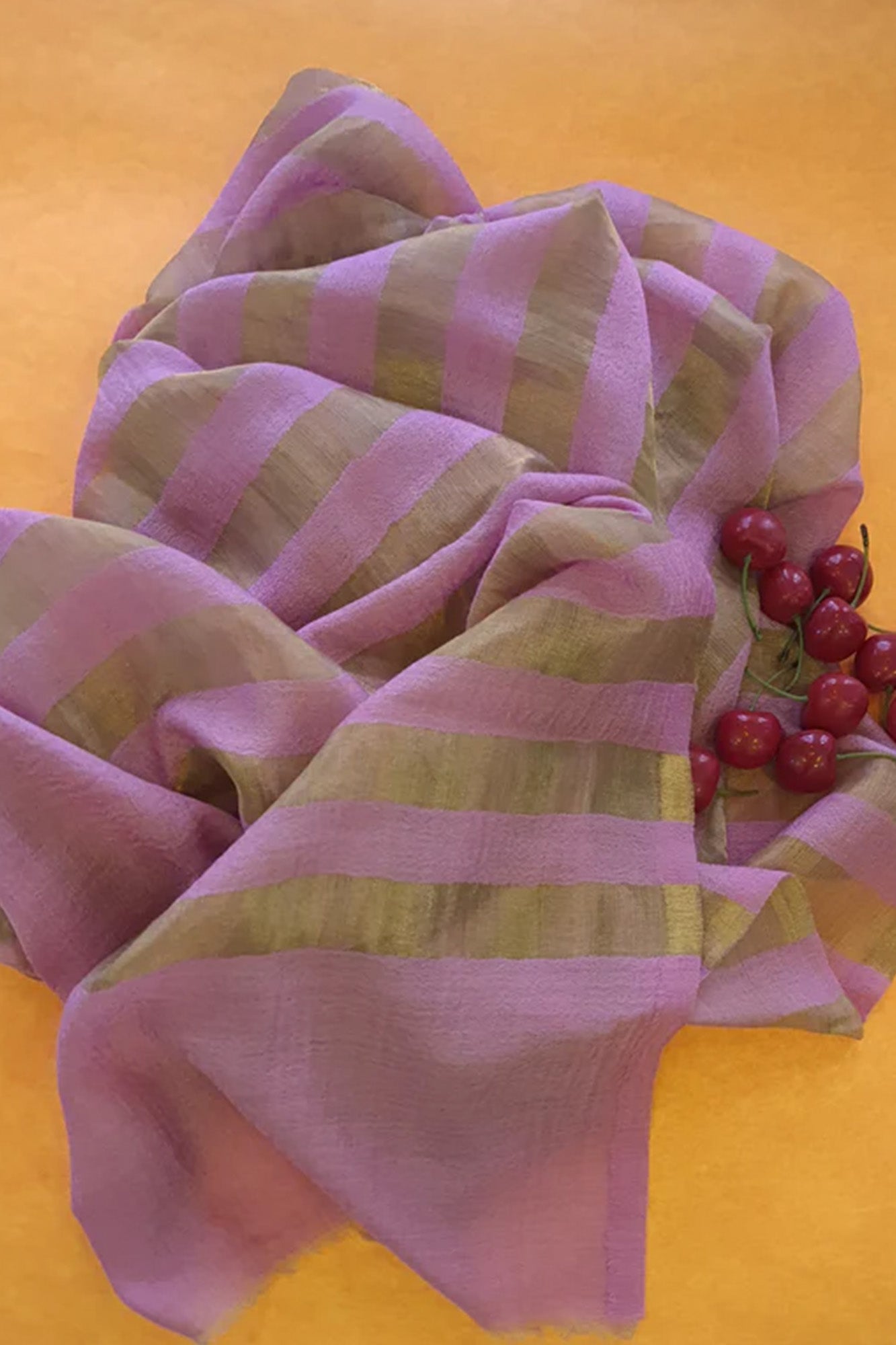 Women Pashmina Stole Striped Peach