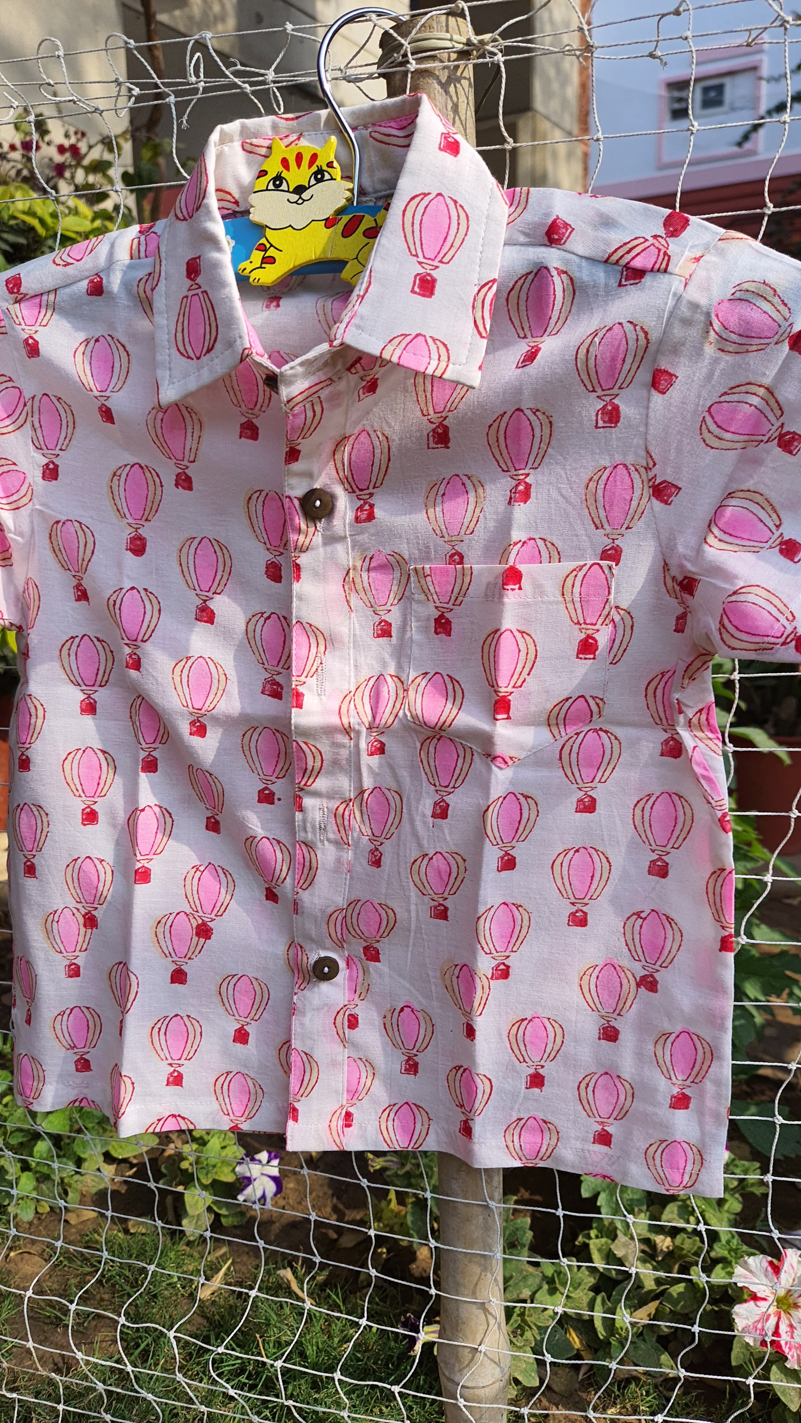 Shirt Boy Hot Air Balloon Pink