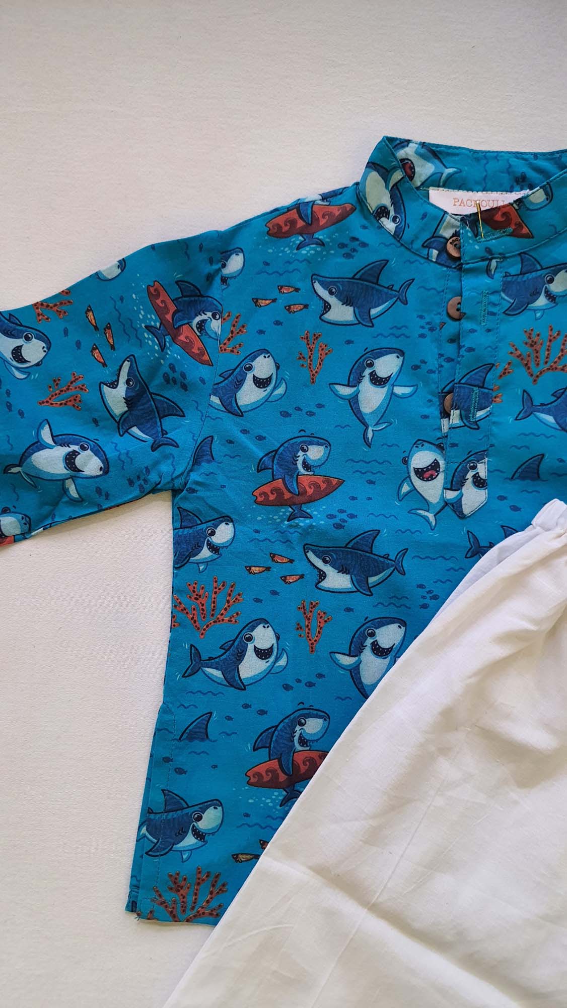 Kurta Pajama Set Infant Boy Underwater Shark