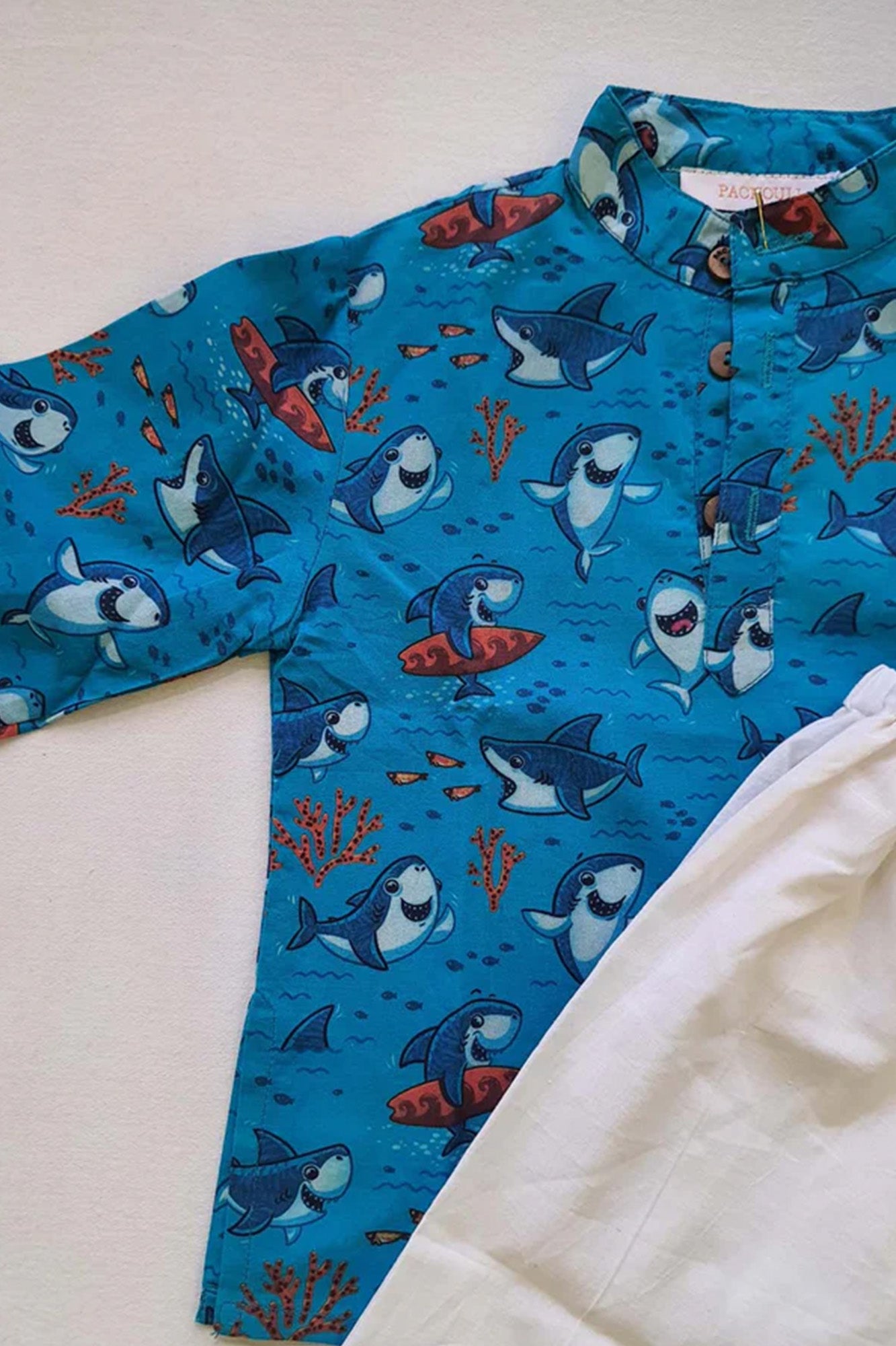 Kurta Pajama Set Infant Boy Underwater Shark