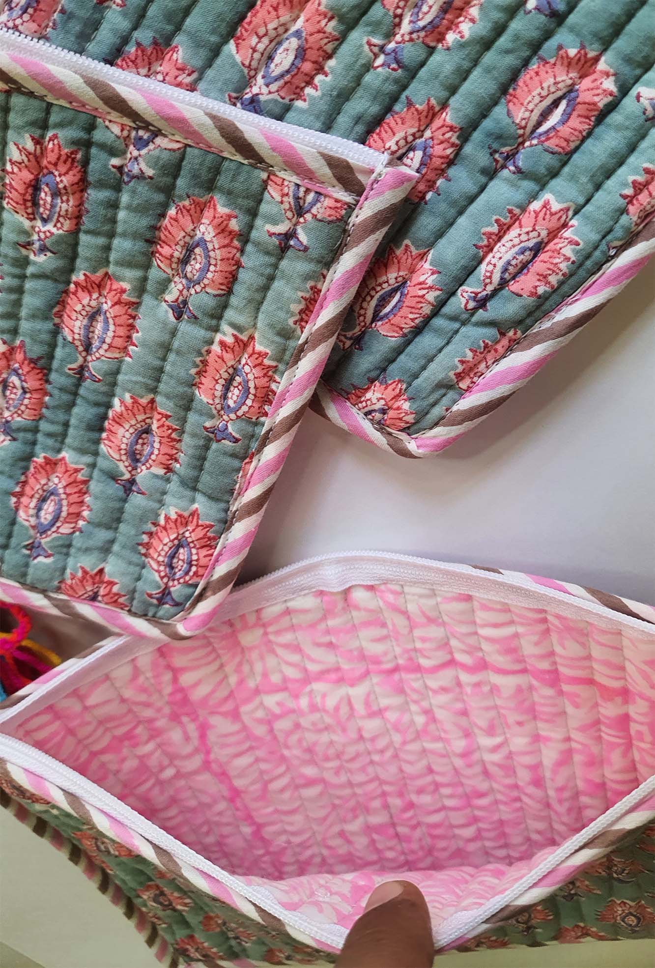 Pink Motifs Pouch Set of 3