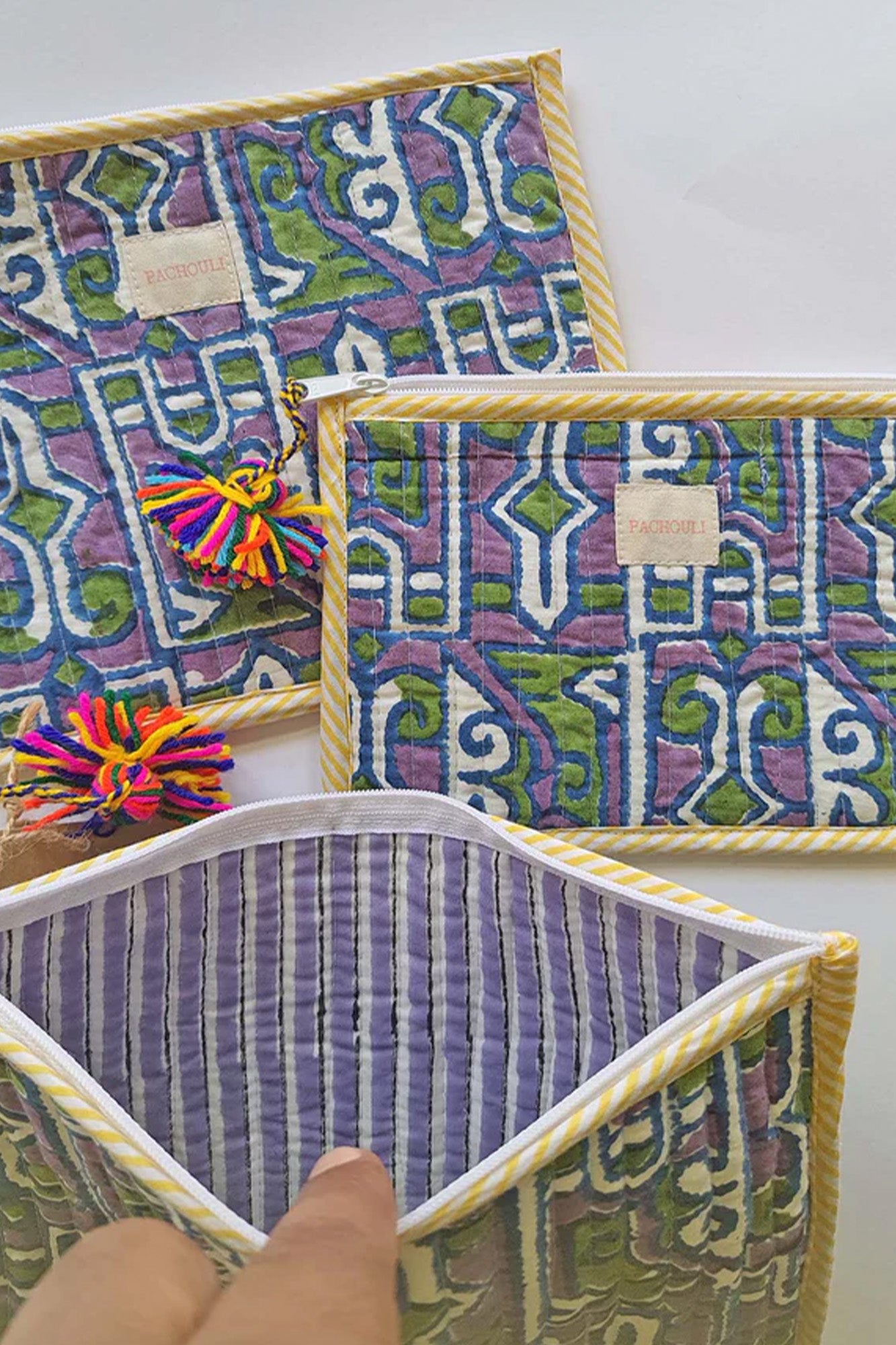 Abstract Purple Pouch Set of 3