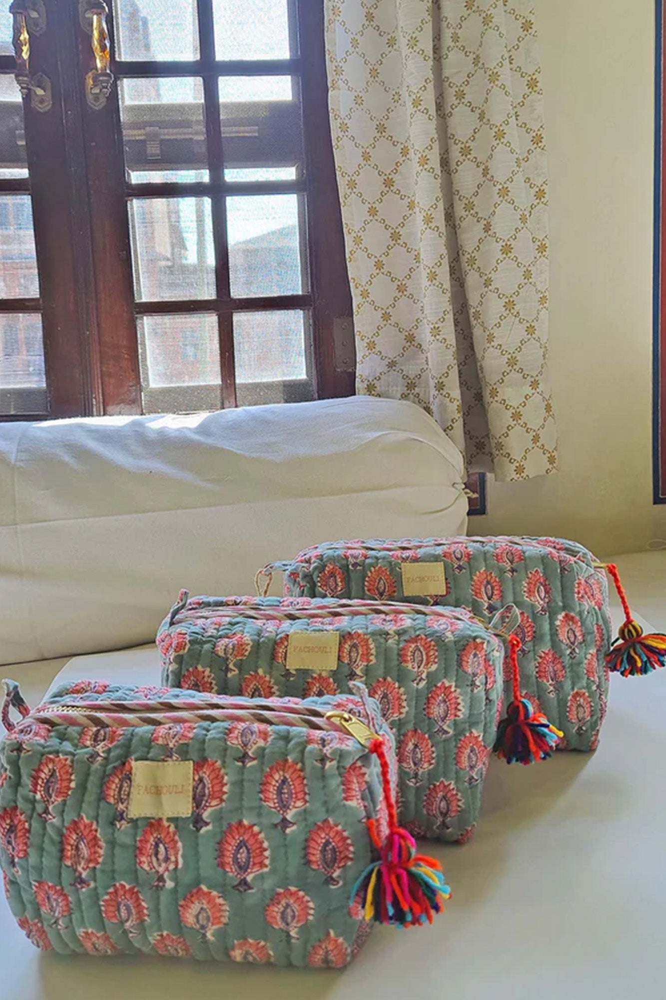 Summer Bloom Garden Quilted Pouch Set of 3