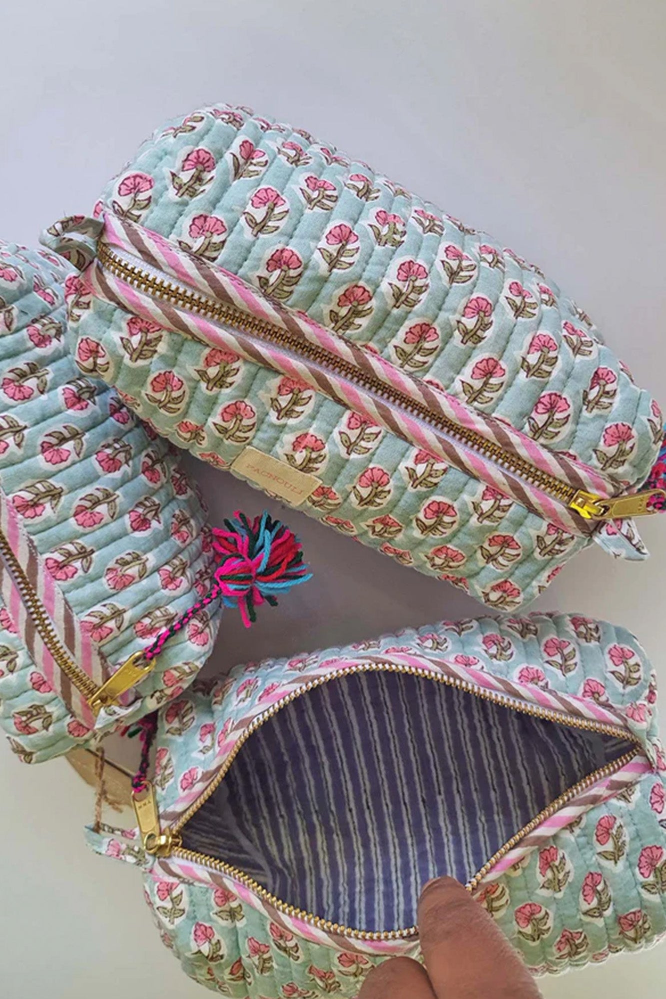 Phalaenopsis Orchid Quilted Pouch Set of 3