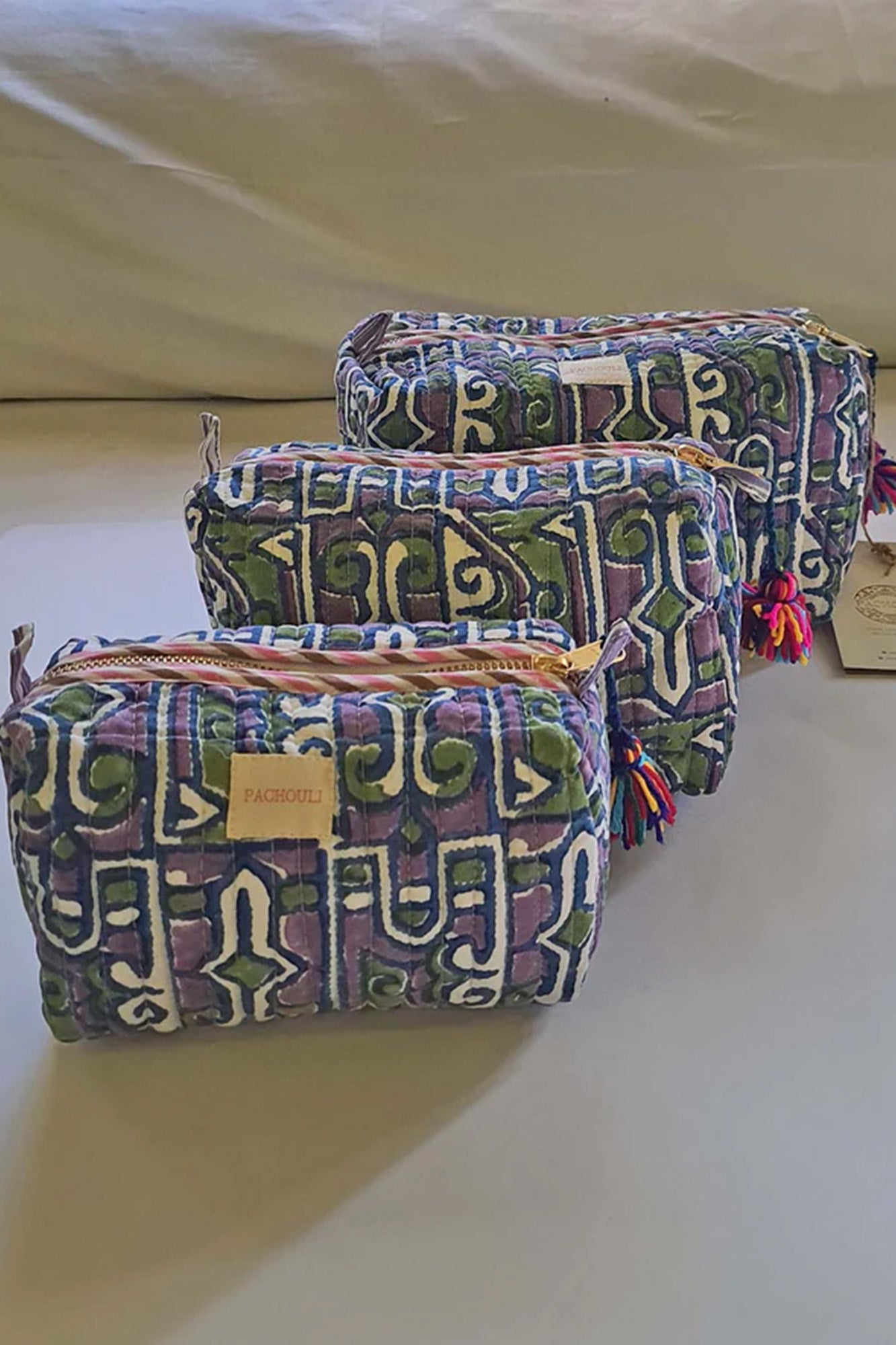 Abstract Purple Pouch Set of 3