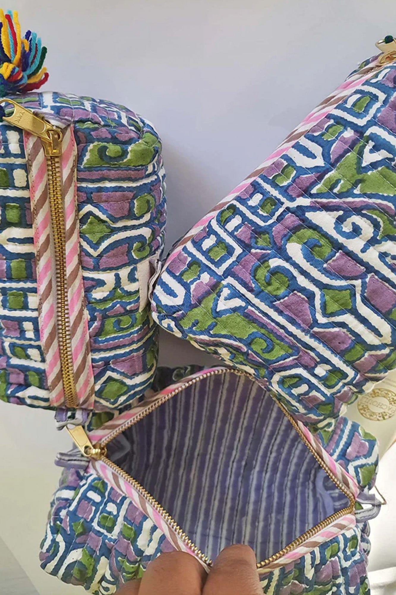Abstract Purple Pouch Set of 3