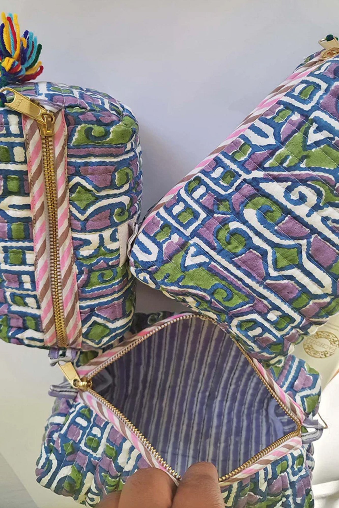 Abstract Purple Pouch Set of 3