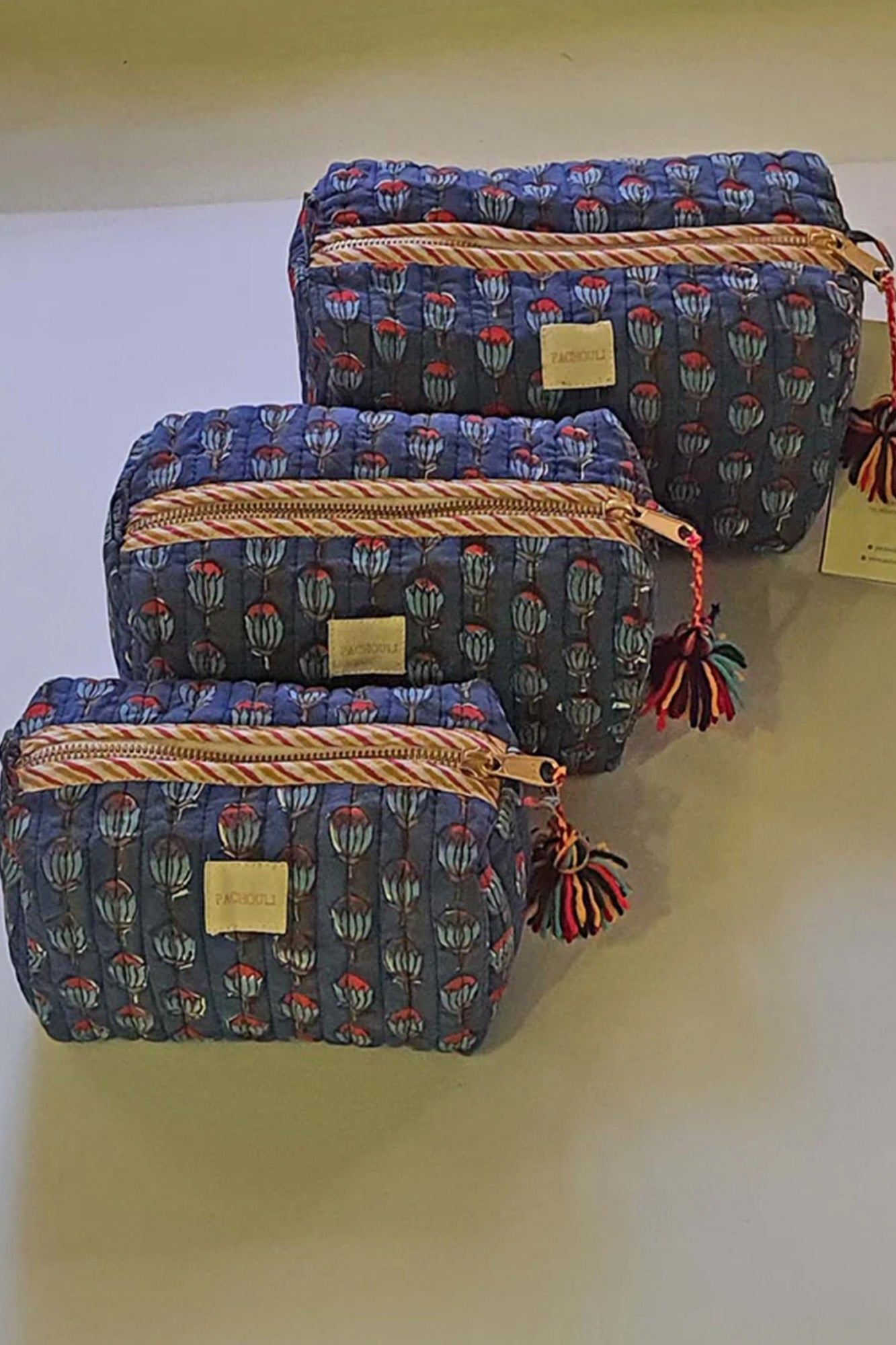 Blue Lotus Pouch Set of 3