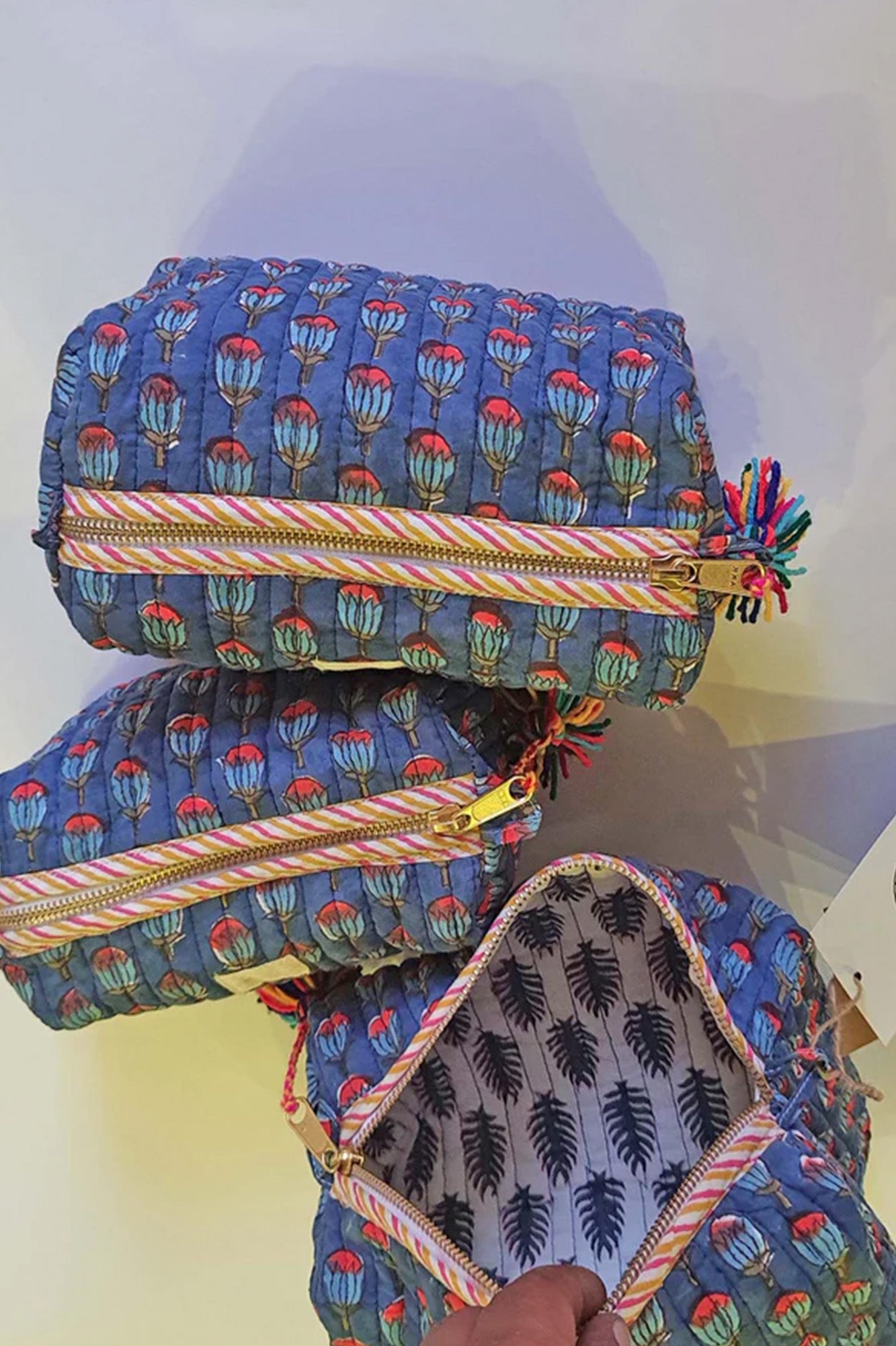 Blue Lotus Pouch Set of 3
