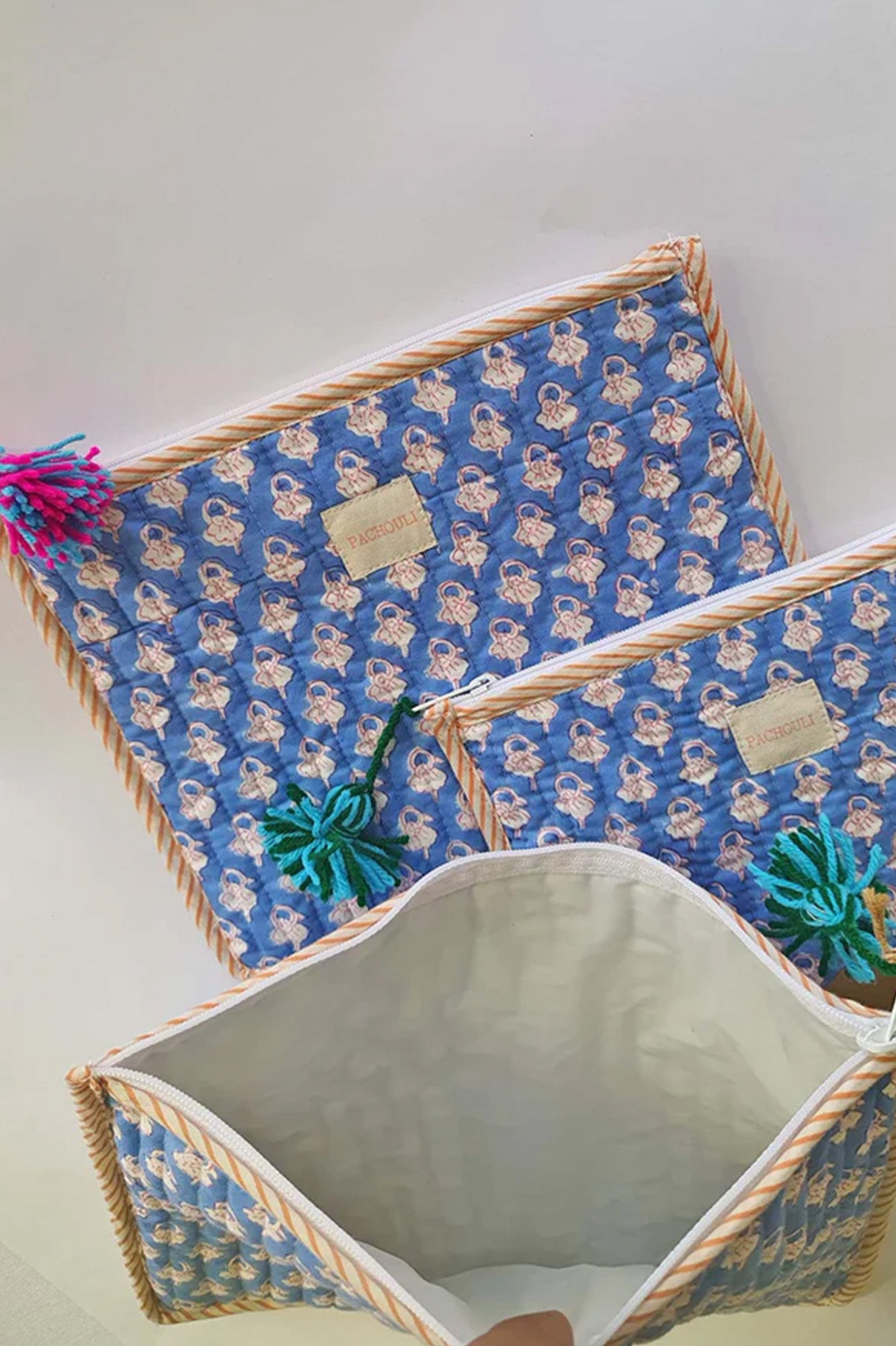 Blue Motifs Pouch Set of 3