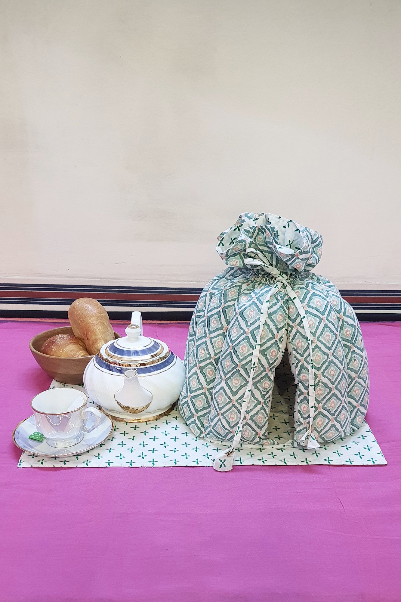 Green Diamond Teacozy With Placemat