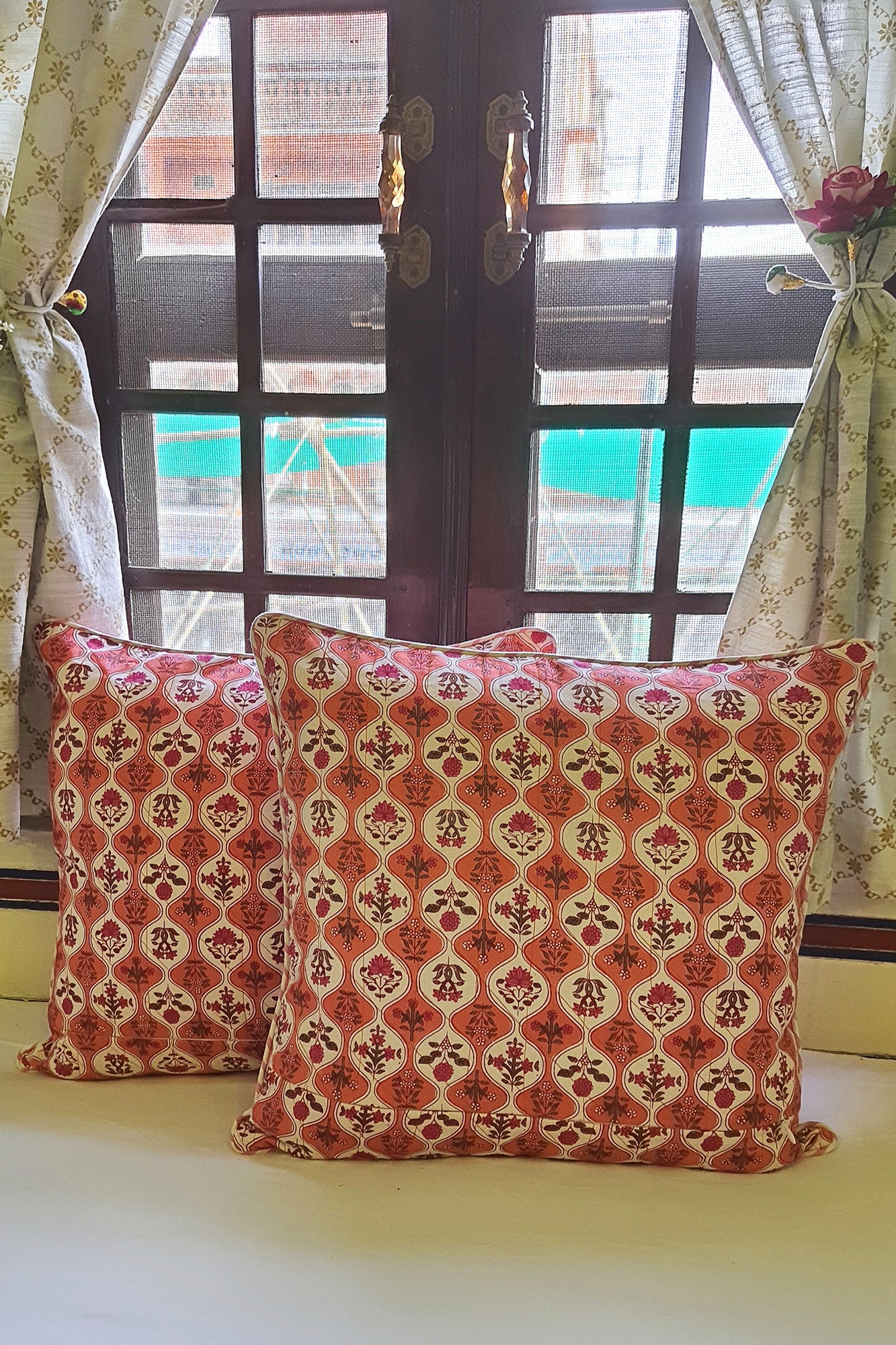 Peach Mehrab Cushion Cover Set of 2