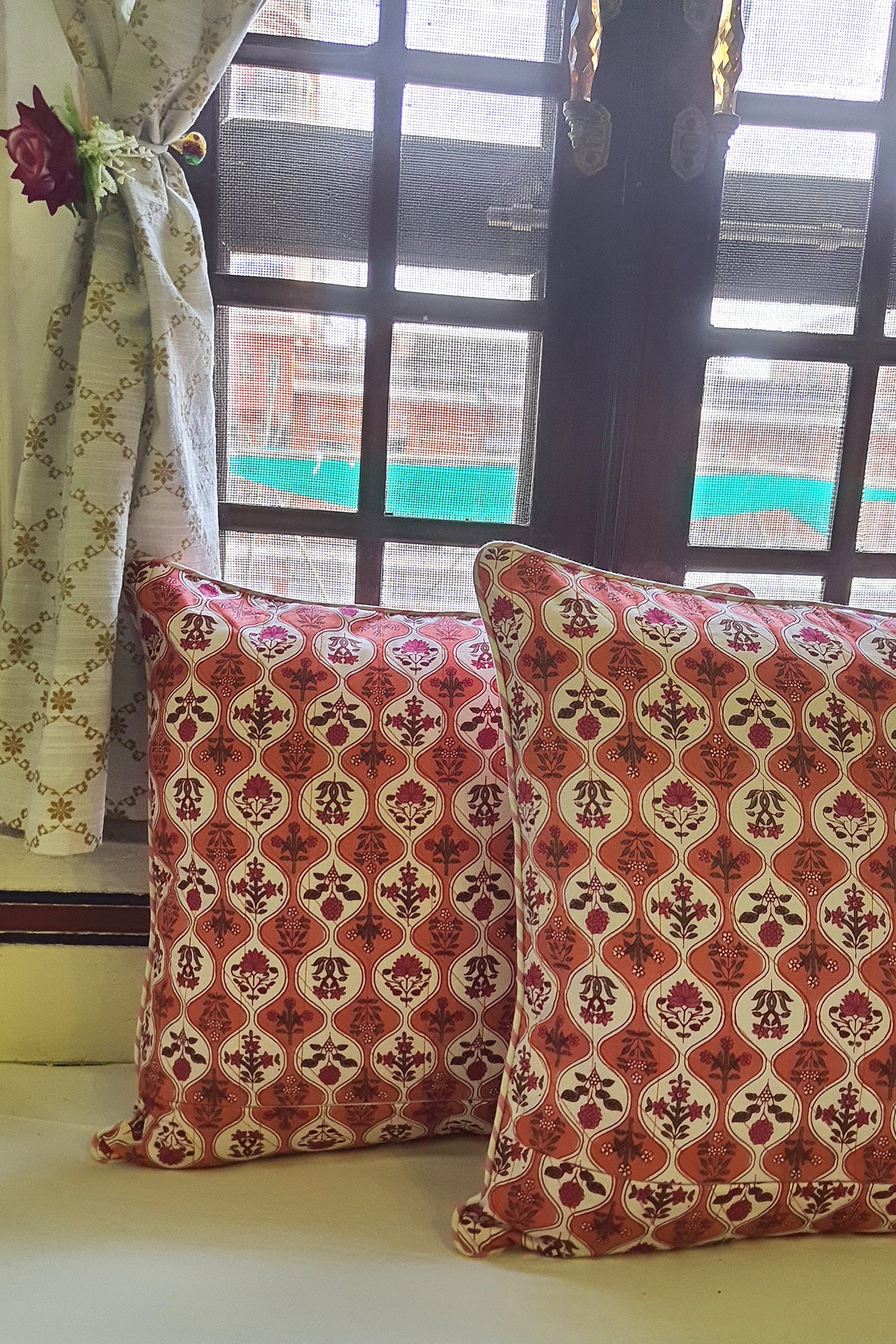 Peach Mehrab Cushion Cover Set of 2