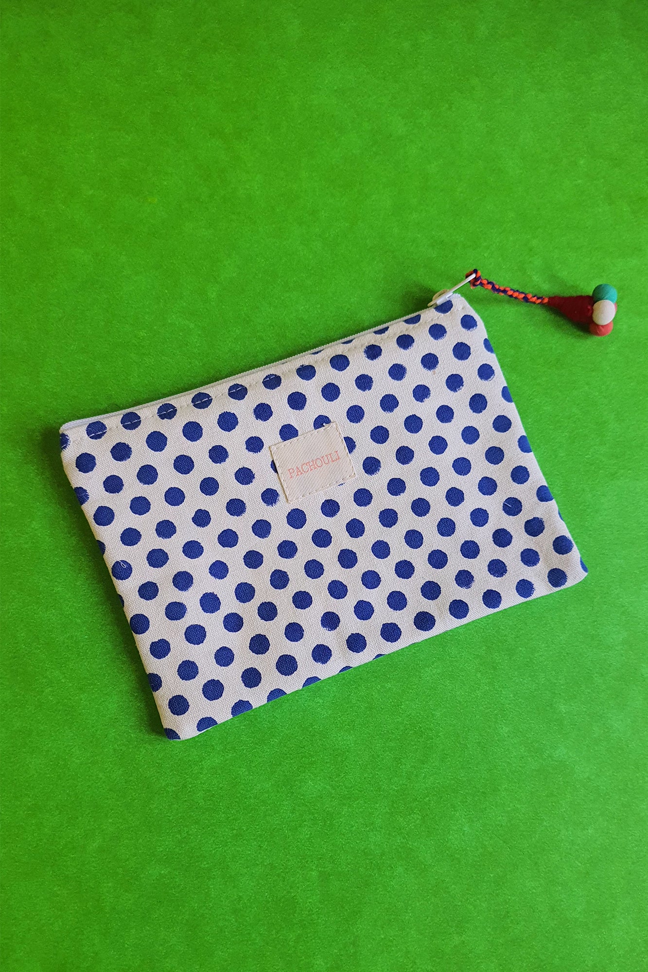 Blue Dot Canvas Pouch