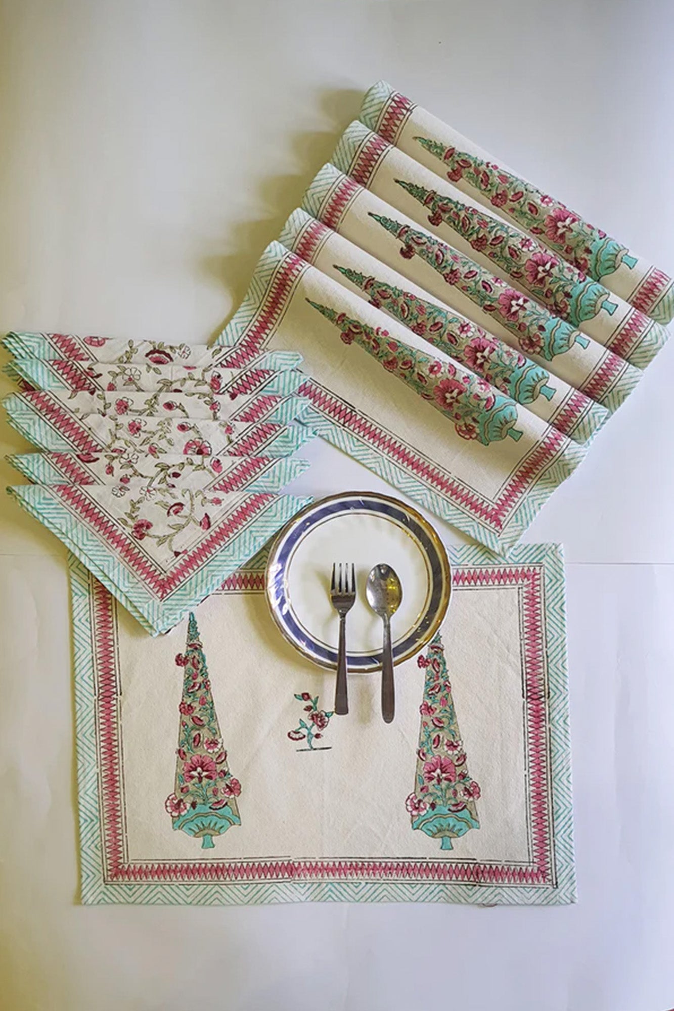 Mughal Leaf Placemat & Napkin Set of 6