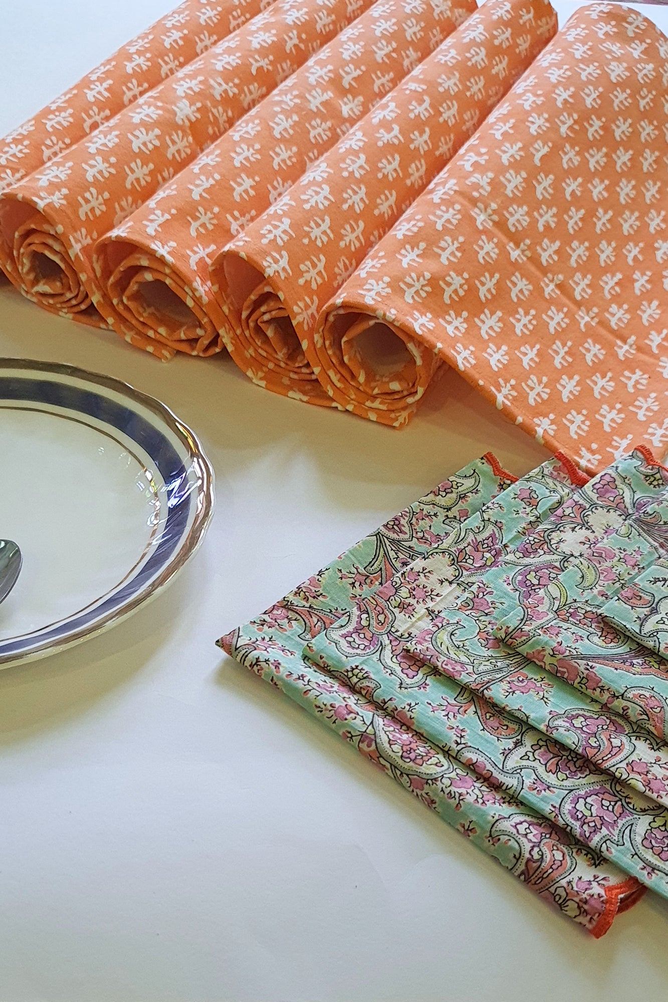 Orange Motifs Placemat & Napkin Set of 6