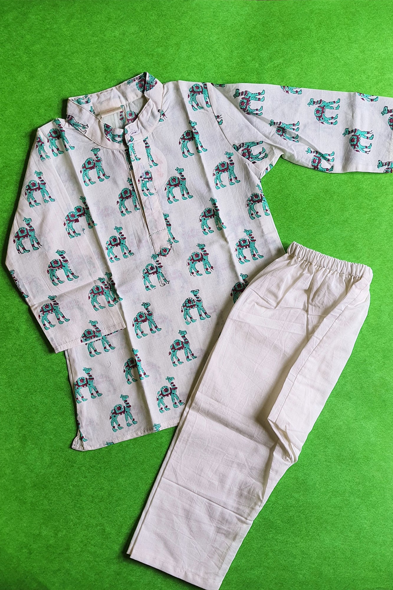 Camel Green Kurta With Pajama