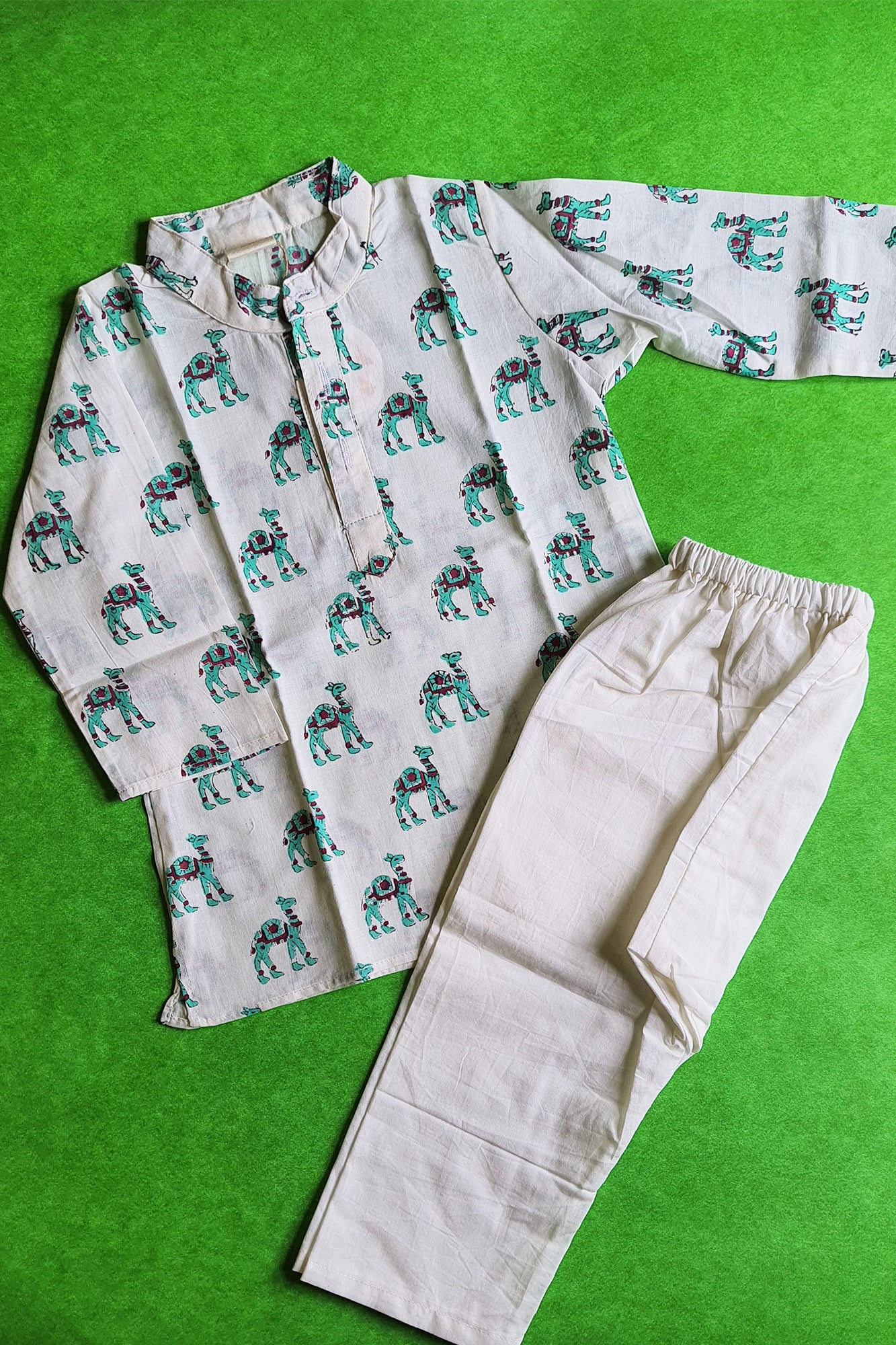 Camel Green Kurta With Pajama