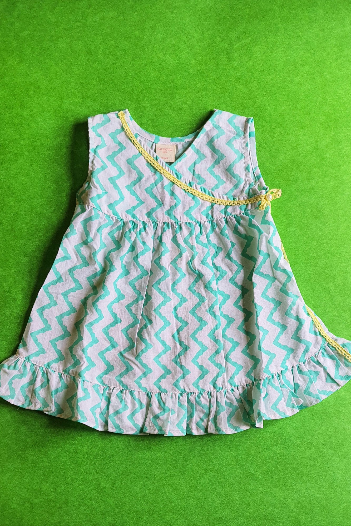 Green Chevron Infant Frock