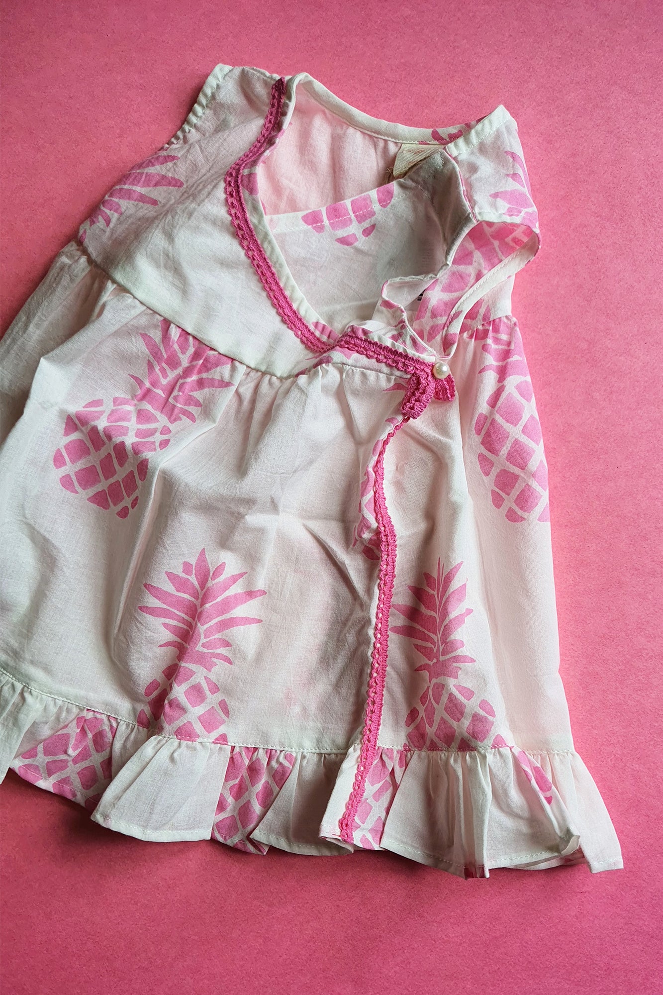 Pink Pineapple Angarakha Frock