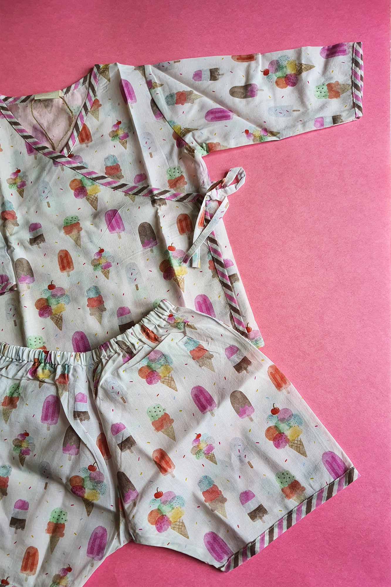Ice Cream Angarakha Top With Shorts