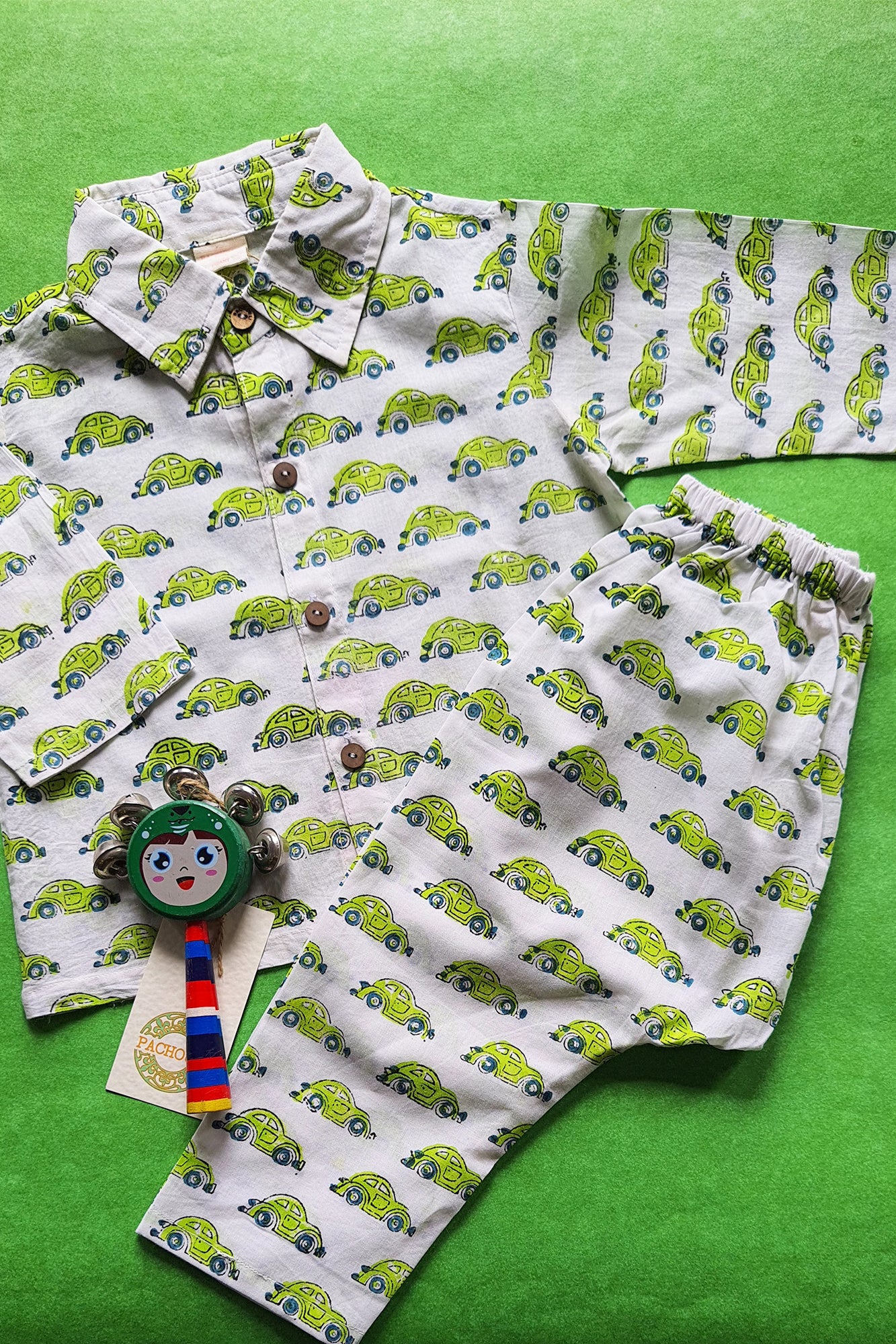 Green Cars Shirt & Pajama Set