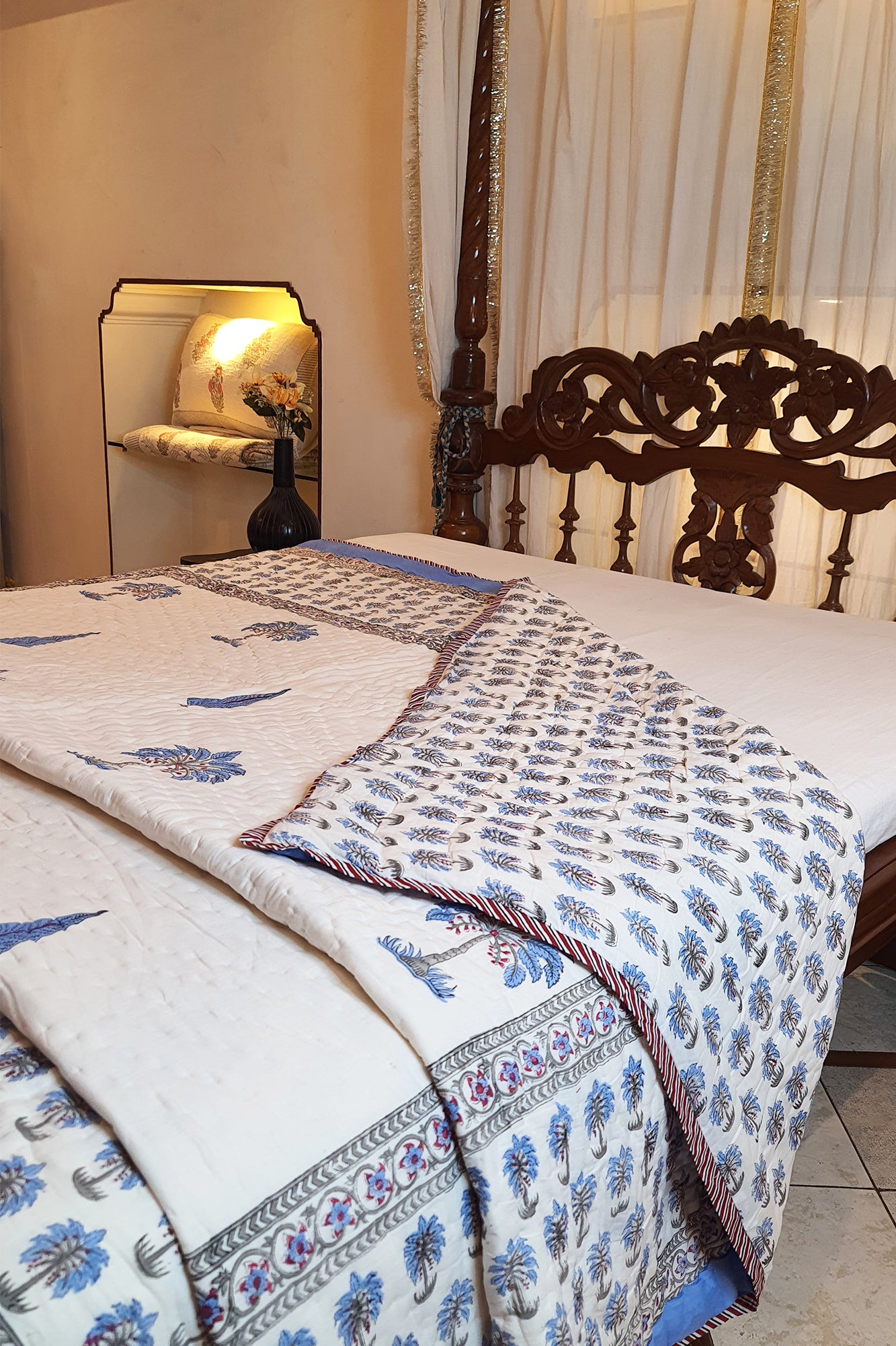 Blue Palm Jaipuri Razai