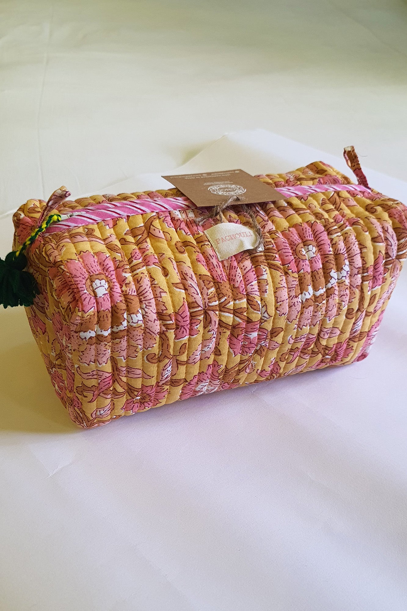 Sunflower Pink Quilted Drum Pouch