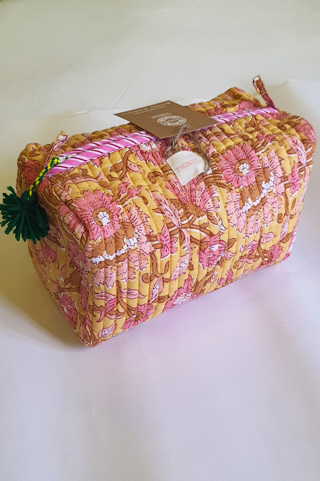 Sunflower Pink Quilted Drum Pouch