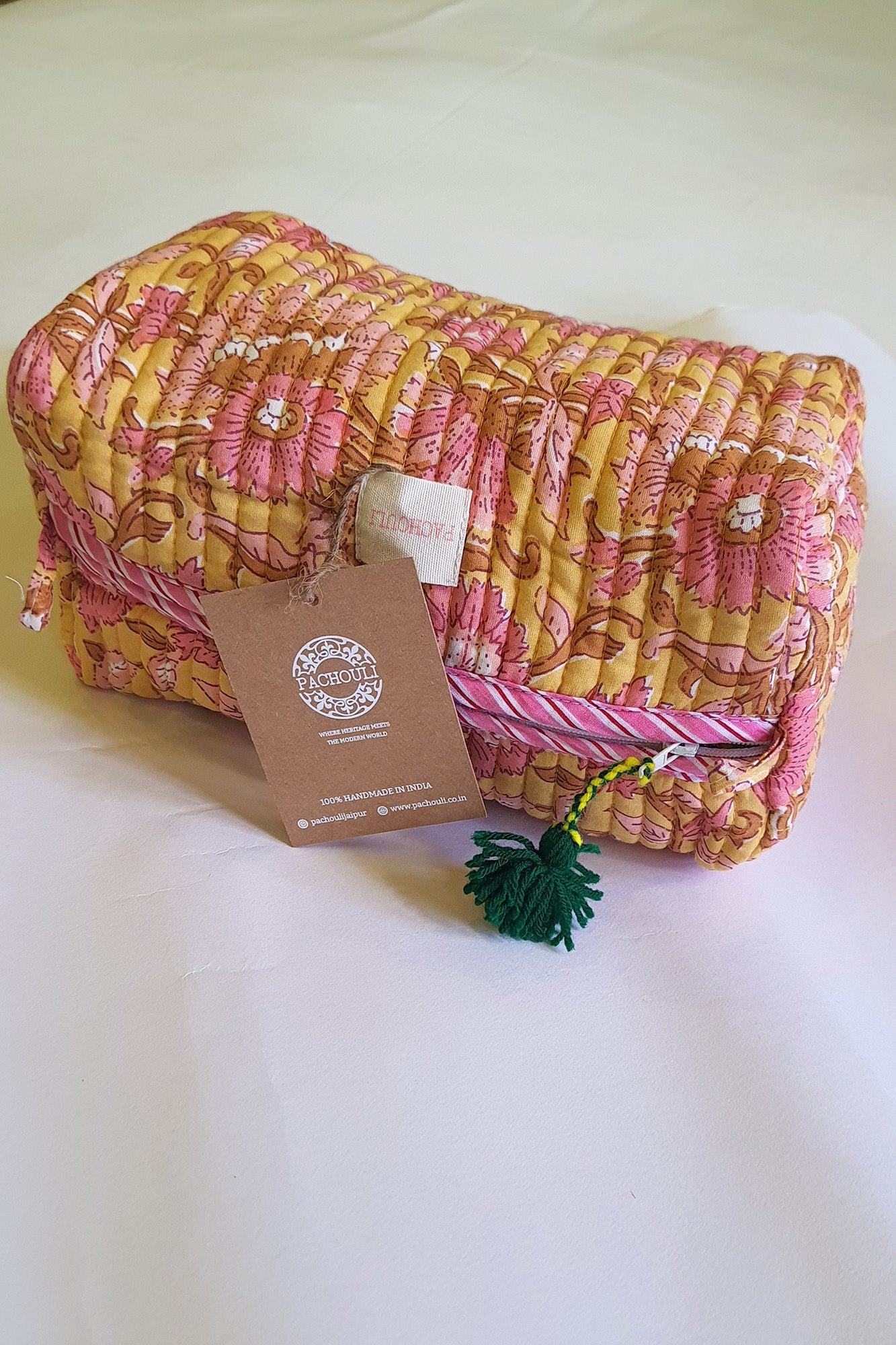 Sunflower Pink Quilted Drum Pouch