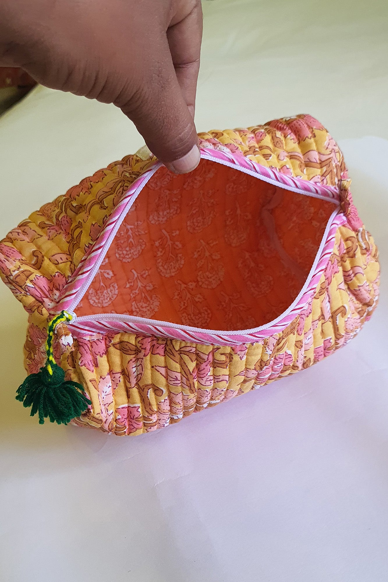 Sunflower Pink Quilted Drum Pouch