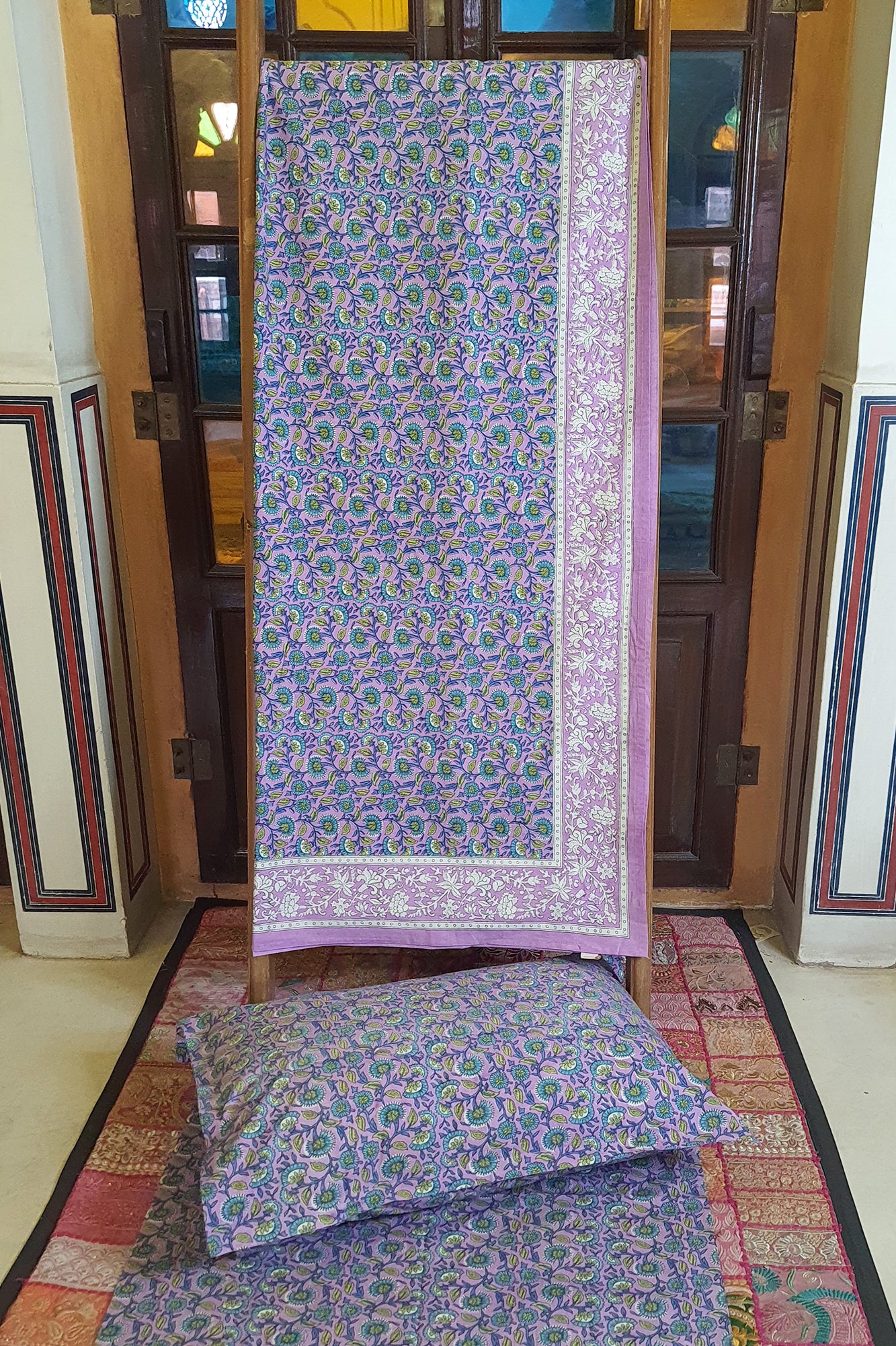 Lavender Blossom Bed Sheet With Pillow
