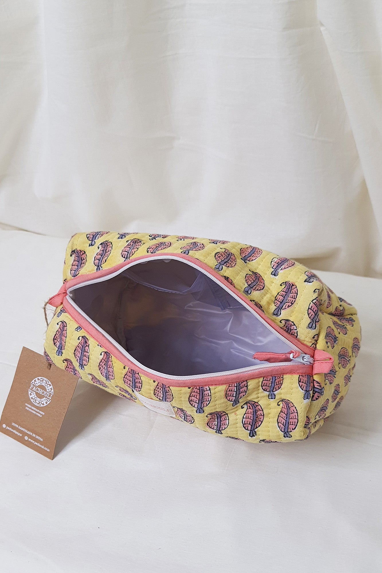 Yellow Paisley Pouch Set of 3