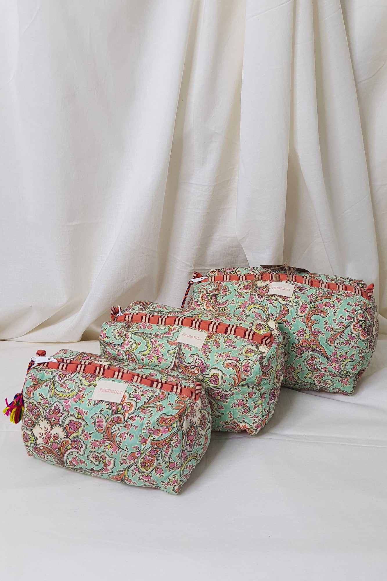 Mint Blossom Pouch Set of 3