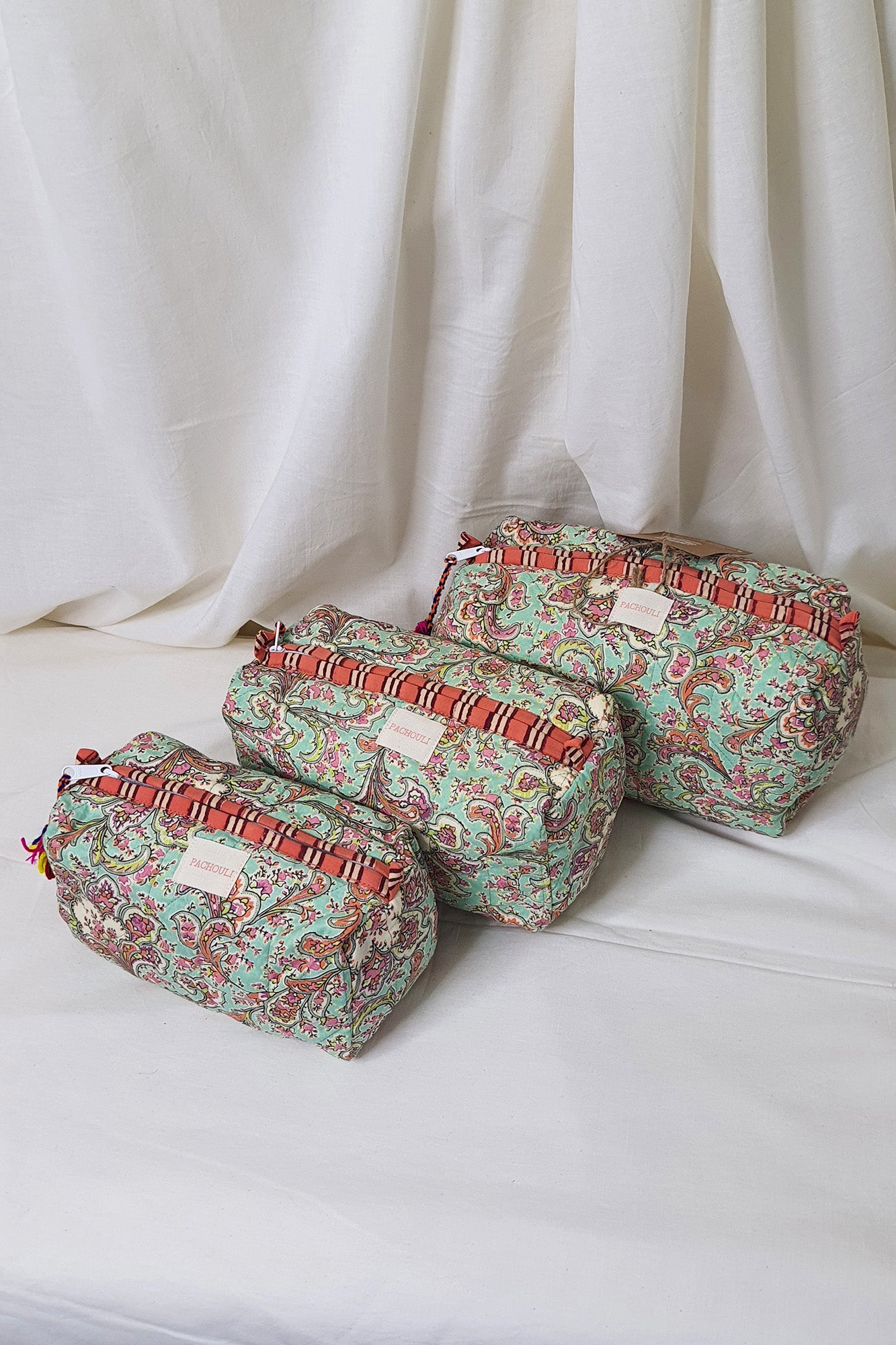 Mint Blossom Pouch Set of 3