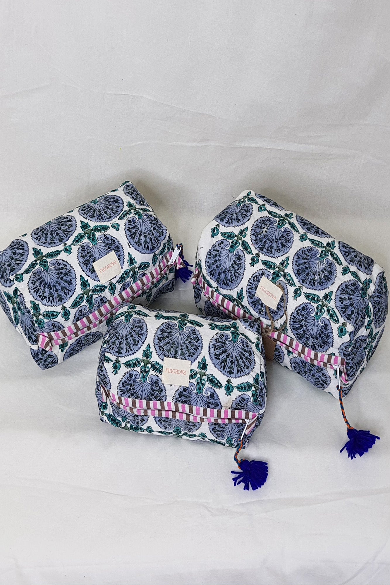 Blue Shrine Pouch Set of 3