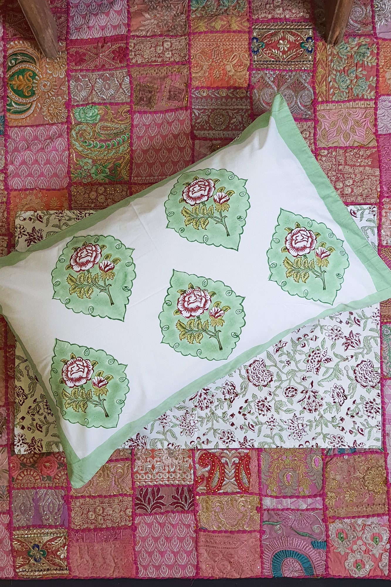 Mughal Marigold Bed Sheet With Pillow