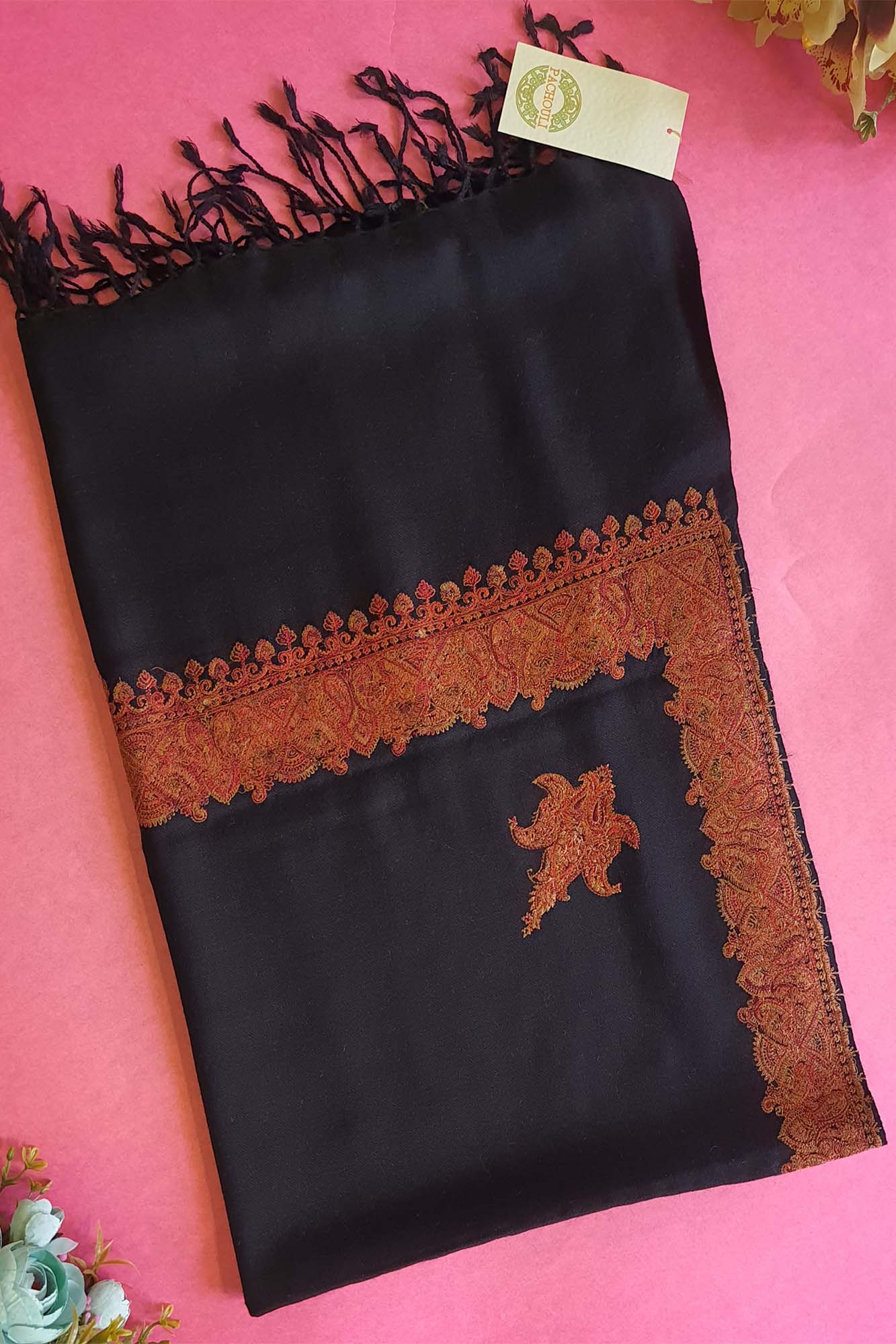 Women Pashmina Palla Buti Black