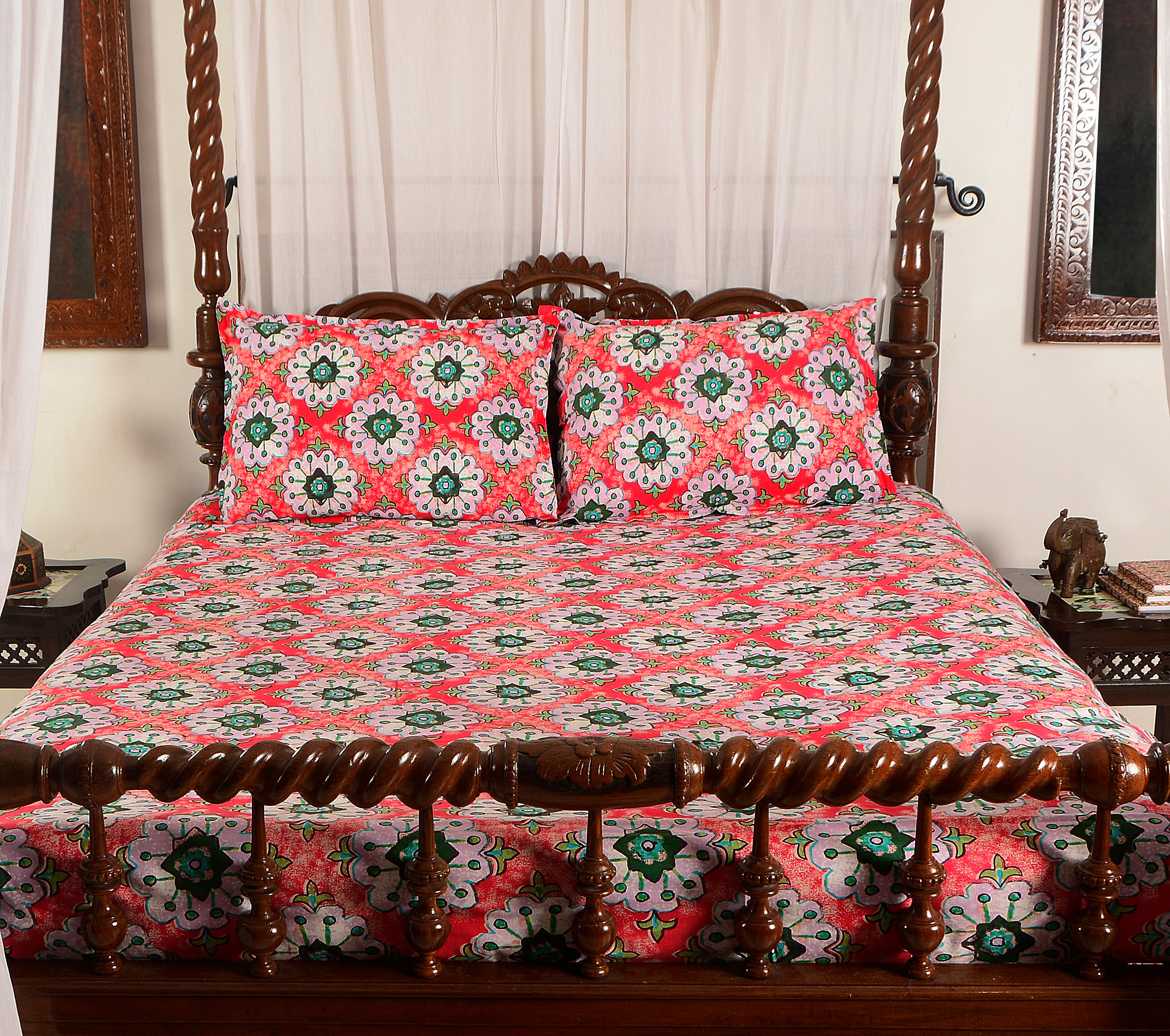 Green Floral - Bed Sheet