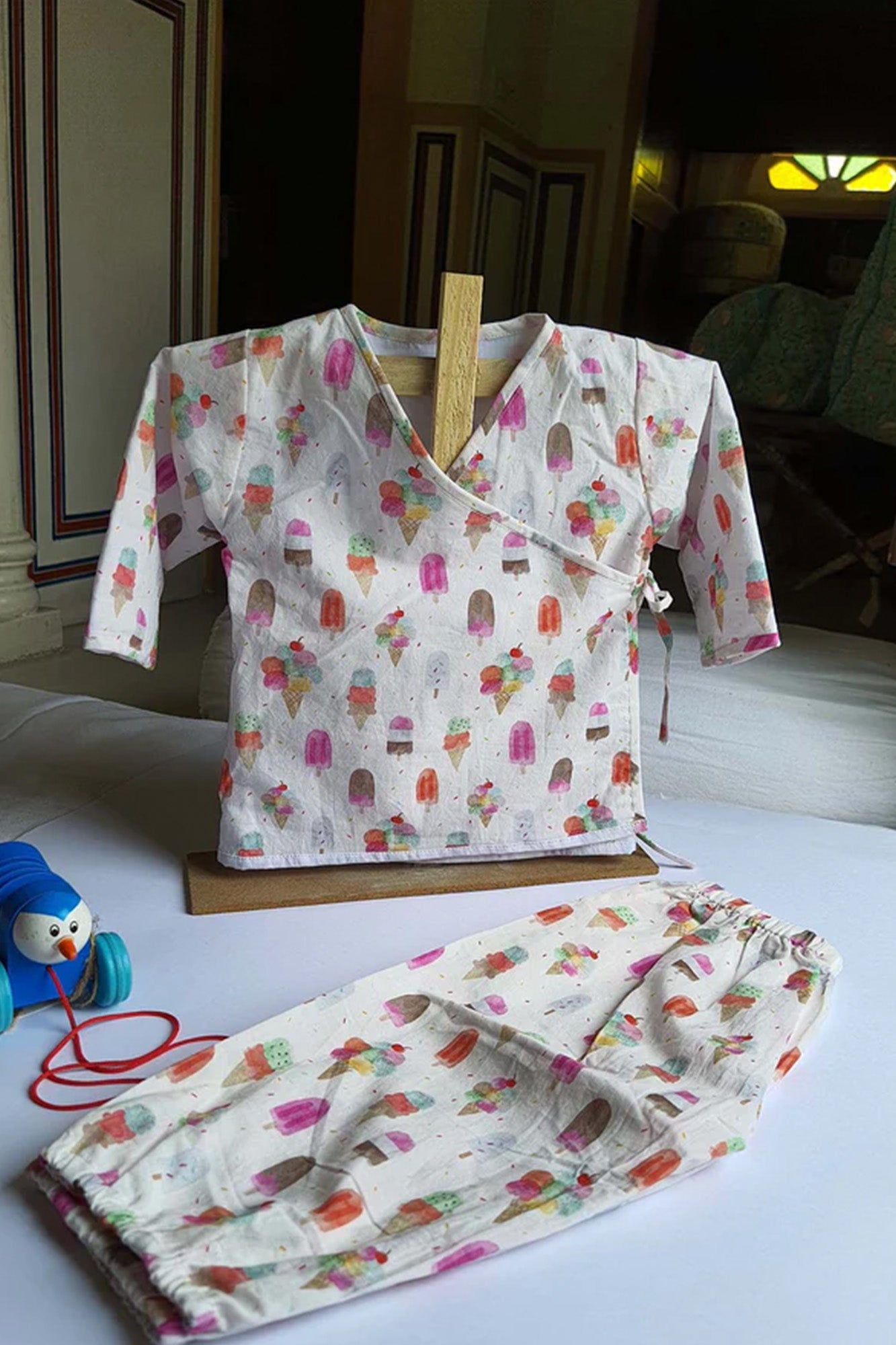 Ice Cream Angarakha Top With Pajama