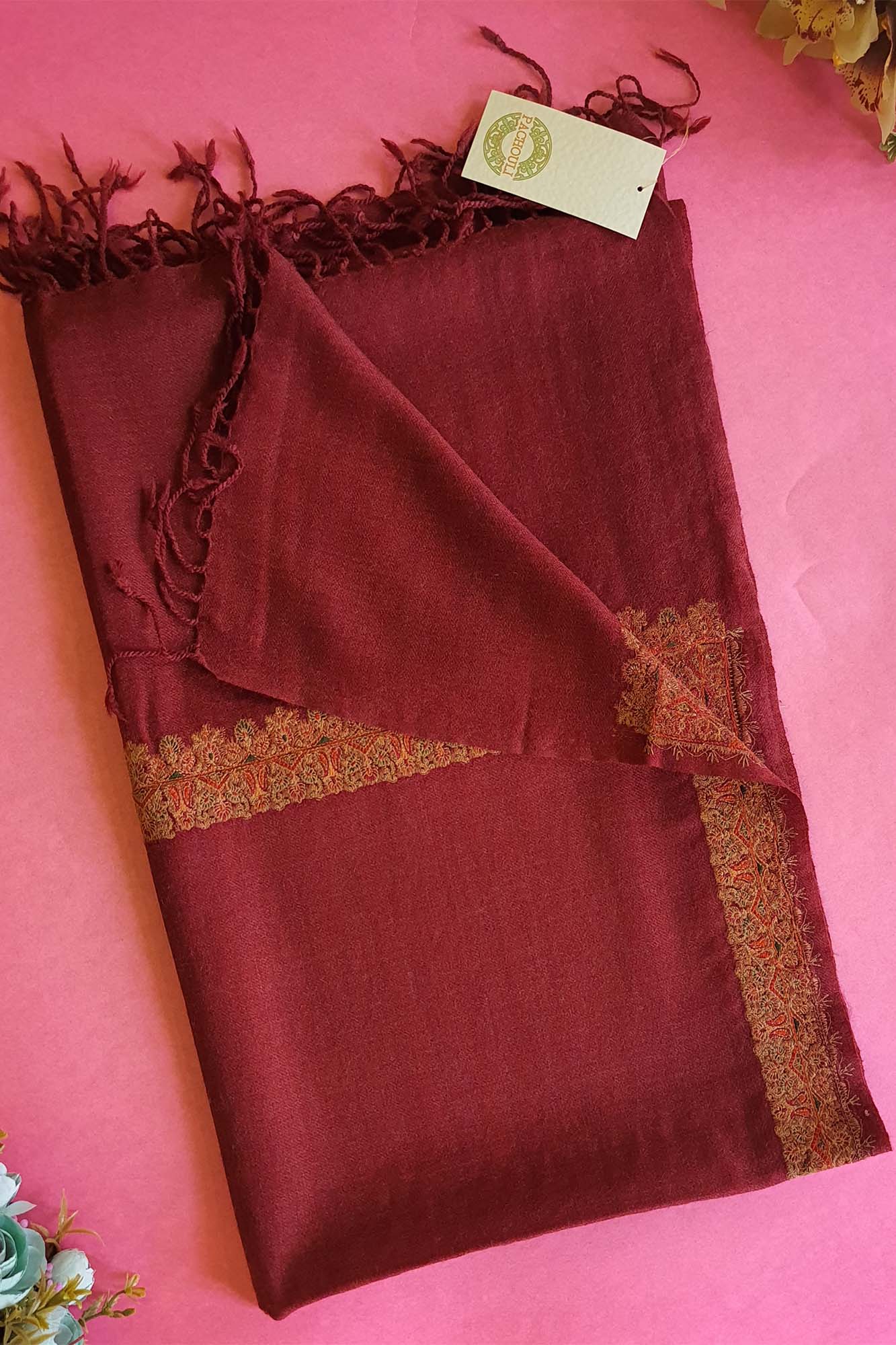 Women Pashmina Palla Buti Maroon