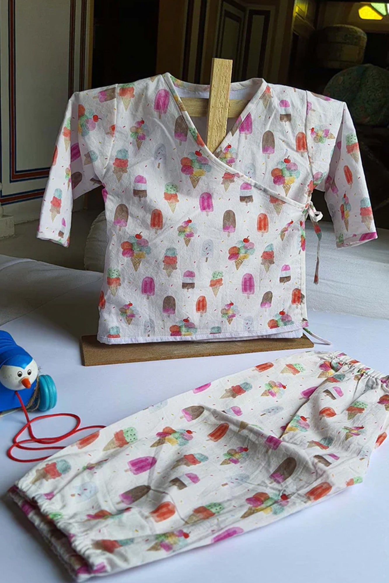 Ice Cream Angarakha Top With Pajama
